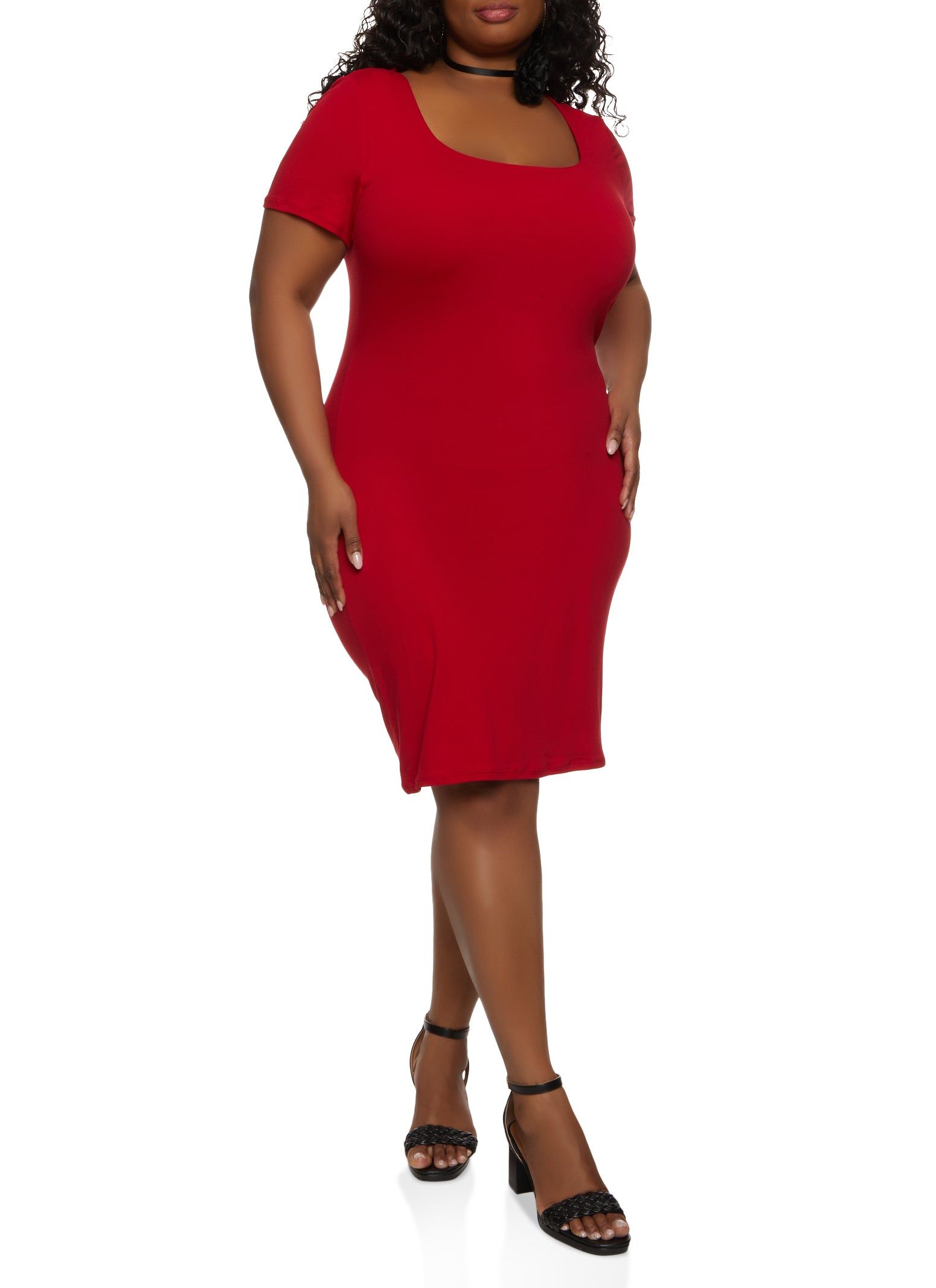 Plus Size Square Neck Midi Dress sold by Rainbow