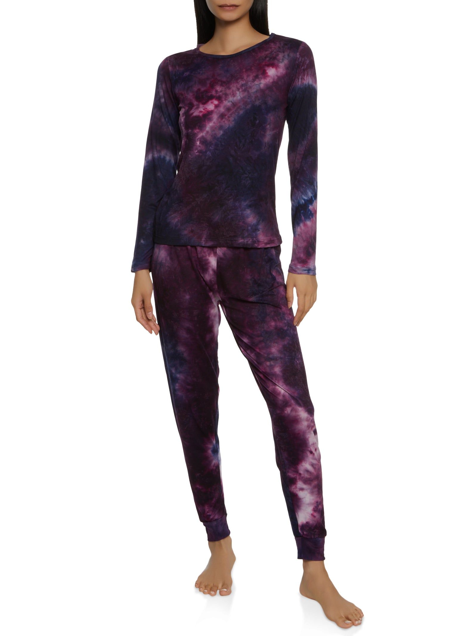 Tie Dye Long Sleeve Pajama Top and Pants Set sold by Rainbow