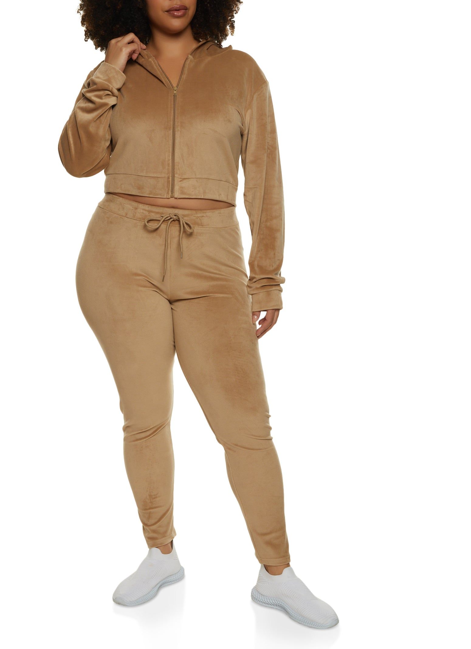 Plus Size Cropped Velour Zip Front Hoodie sold by Rainbow product image thumbnail 2