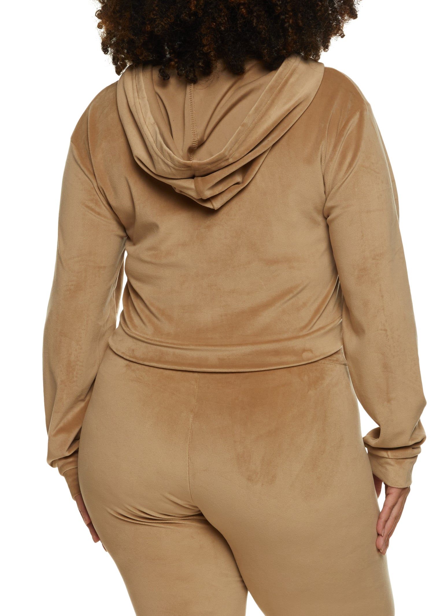 Plus Size Cropped Velour Zip Front Hoodie sold by Rainbow product image thumbnail 3