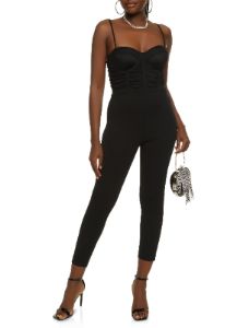 Ruched Mesh Bustier Cropped Jumpsuit sold by Rainbow