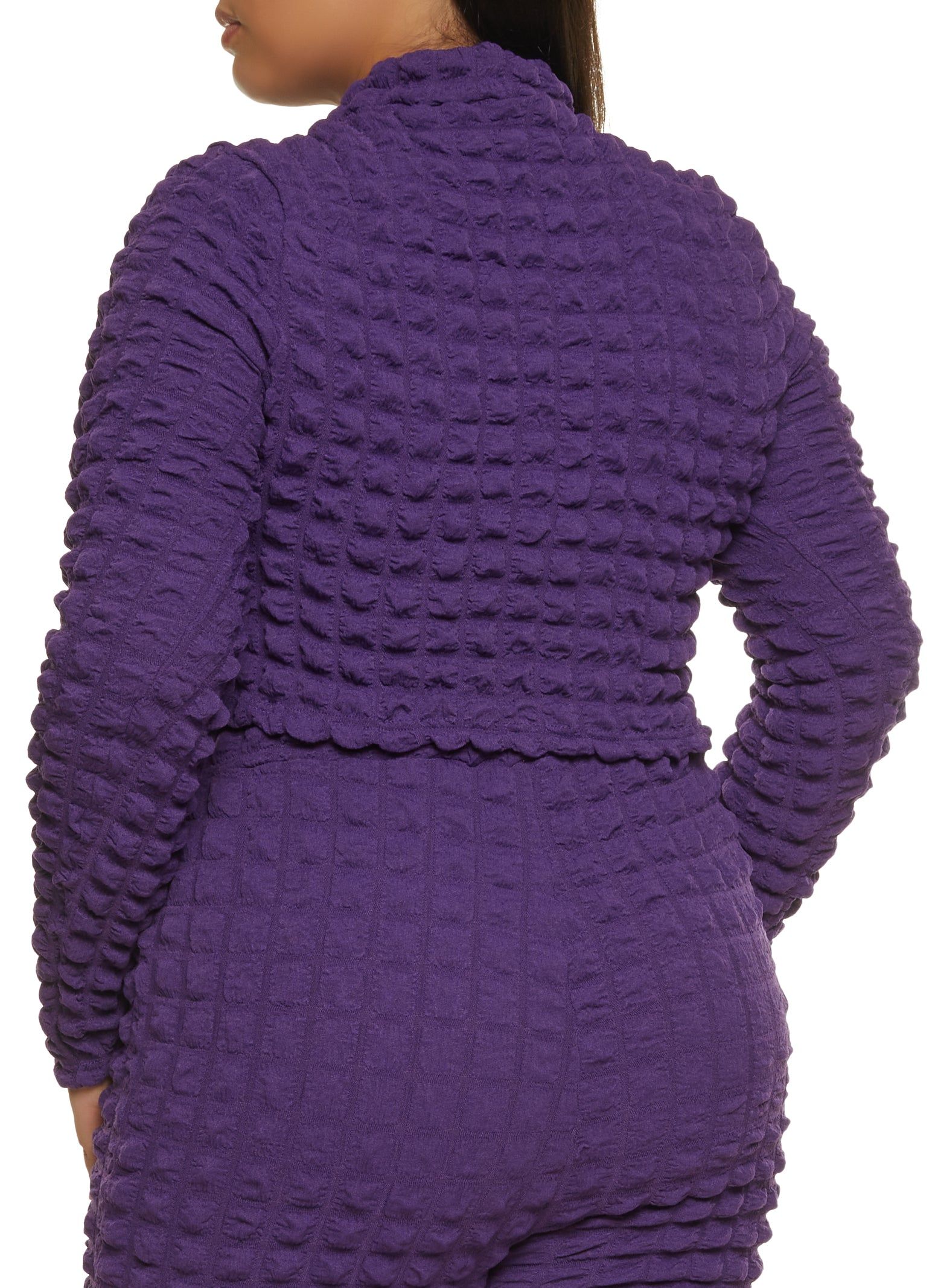 Plus Size Bubble Knit Long Sleeve Crop Top sold by Rainbow product image thumbnail 3