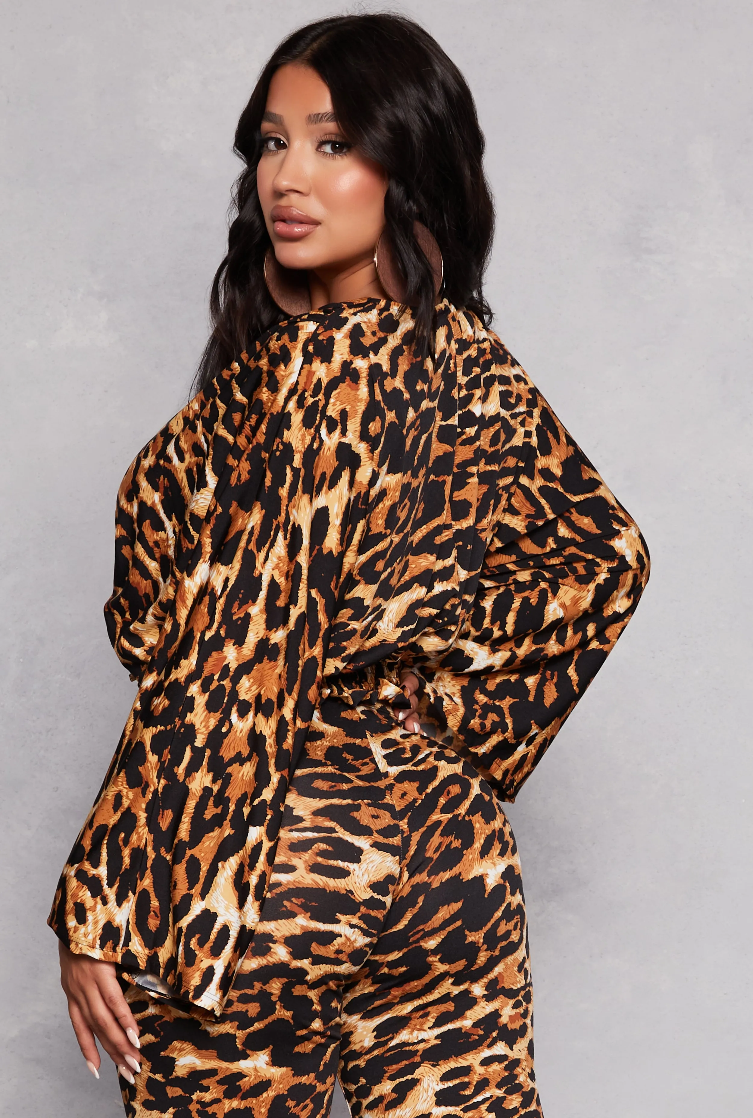 Leopard Print Smocked Hem Crop Top sold by Rainbow product image thumbnail 3