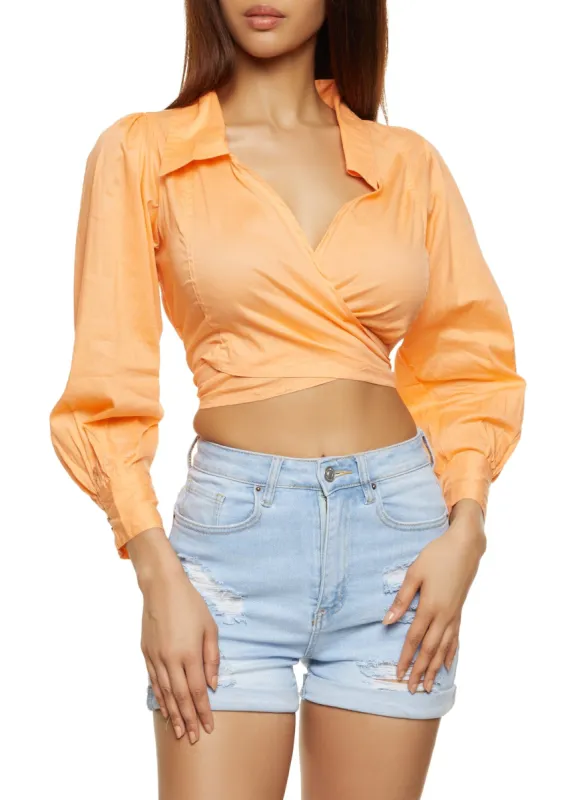 Smocked Poplin Wrap Top sold by Rainbow