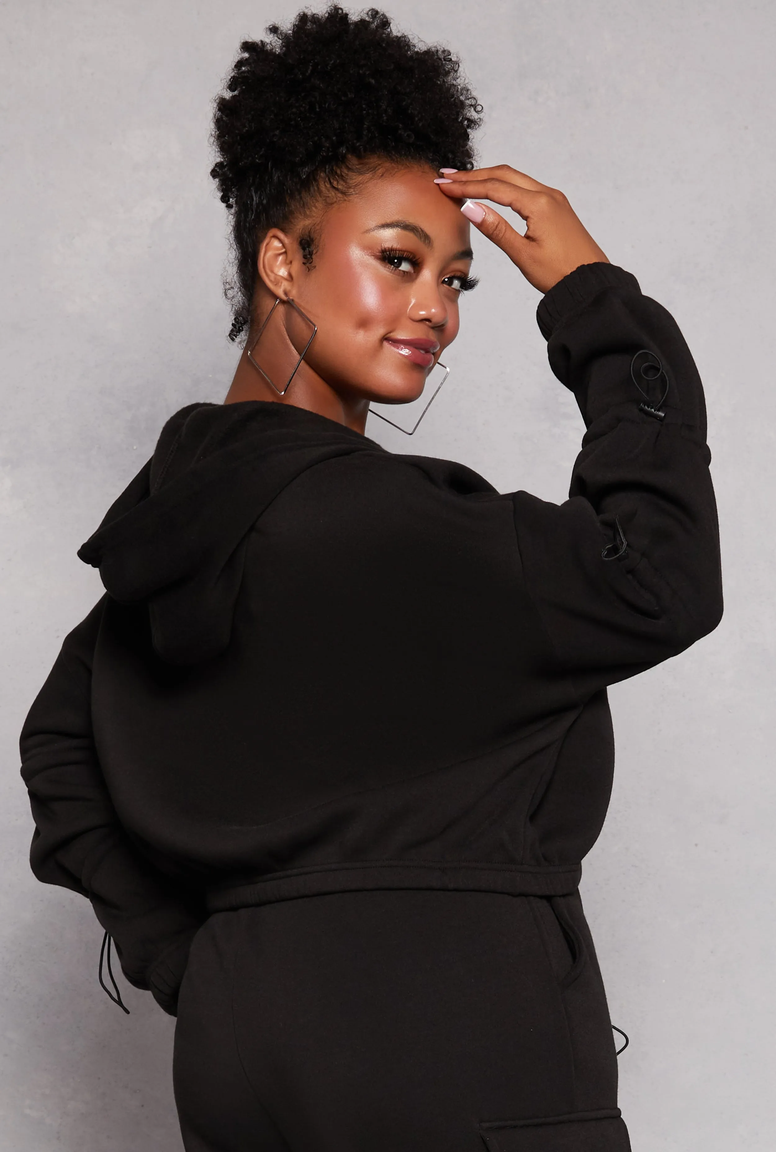 Plus Size Toggle Drawstring Zip Front Hoodie sold by Rainbow product image thumbnail 3