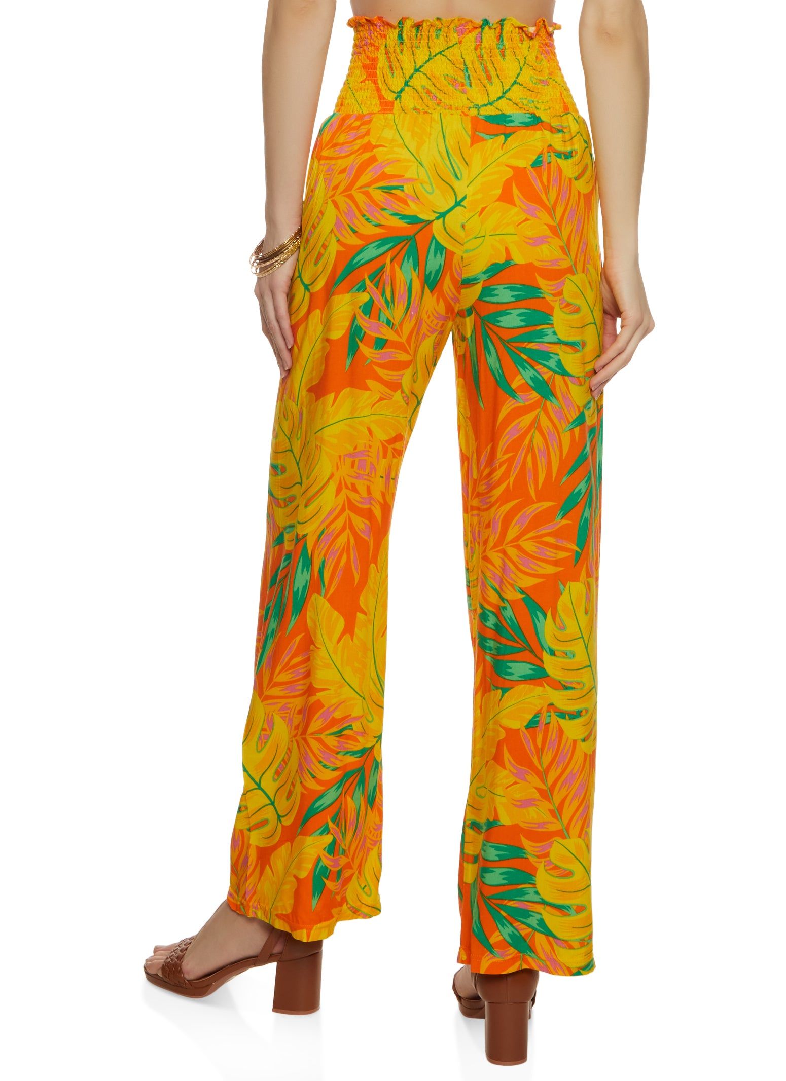 Smocked Waist Tropical Print Wide Leg Pants sold by Rainbow product image thumbnail 2