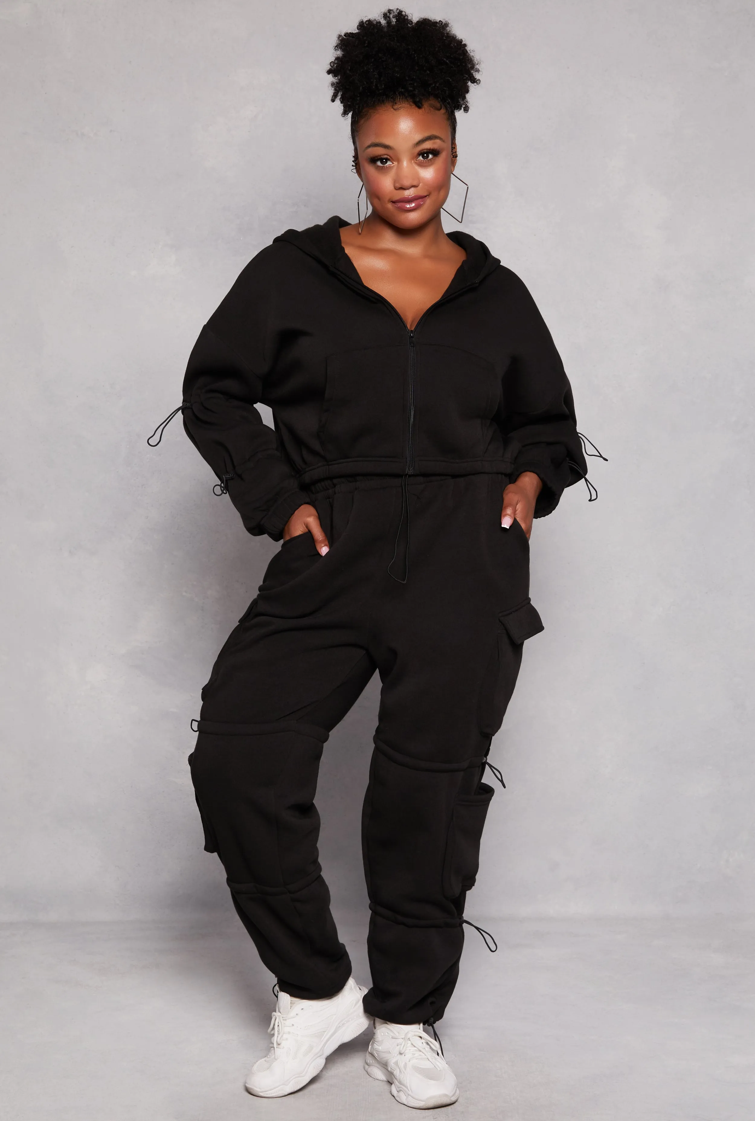 Plus Size Toggle Drawstring Zip Front Hoodie sold by Rainbow product image thumbnail 2