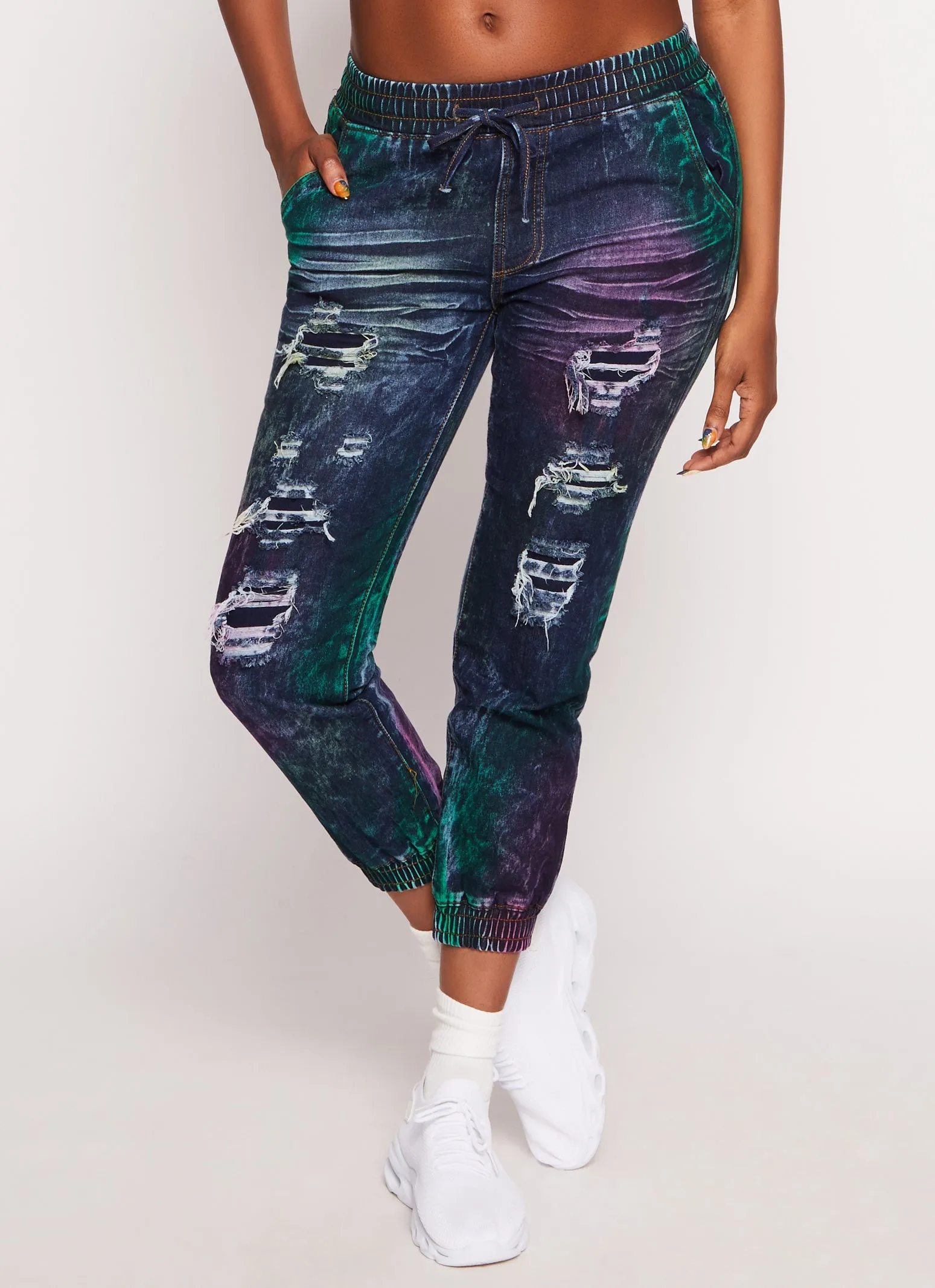 Distressed Acid Wash Denim Joggers sold by Rainbow product image thumbnail 2