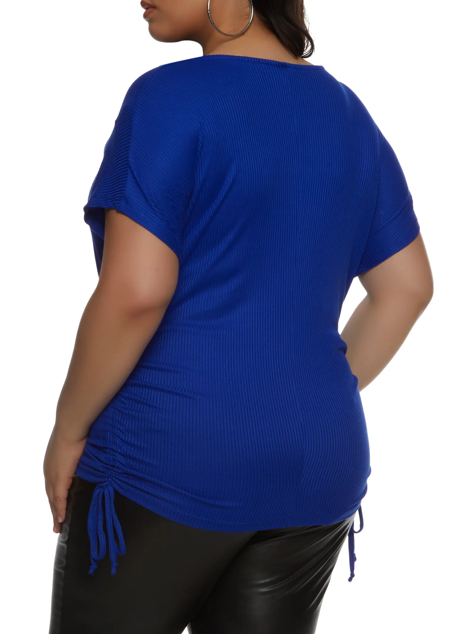 Plus Size Ribbed Knit Ruched Side Top sold by Rainbow product image thumbnail 2