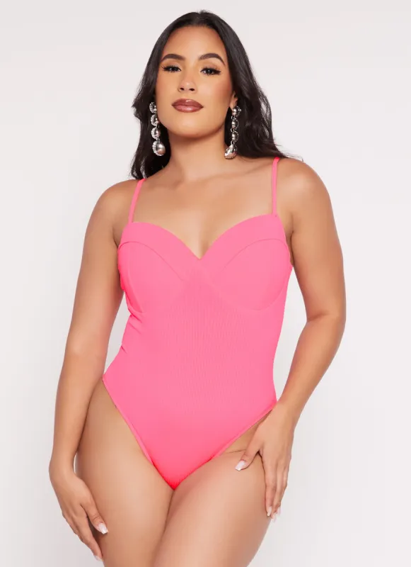 Rib Knit Padded Bustier Bodysuit sold by Rainbow