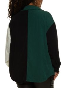 Plus Size Corduroy Button Front Shacket sold by Rainbow