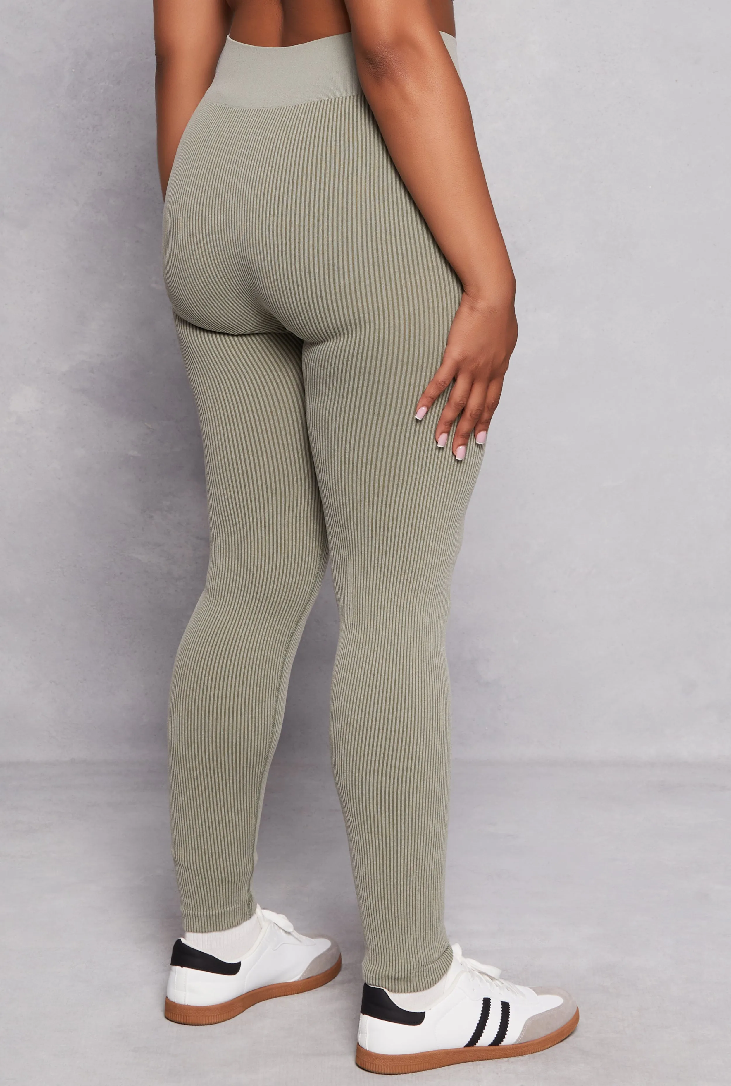 Plus Size Seamless Ribbed High Waisted Leggings sold by Rainbow product image thumbnail 3