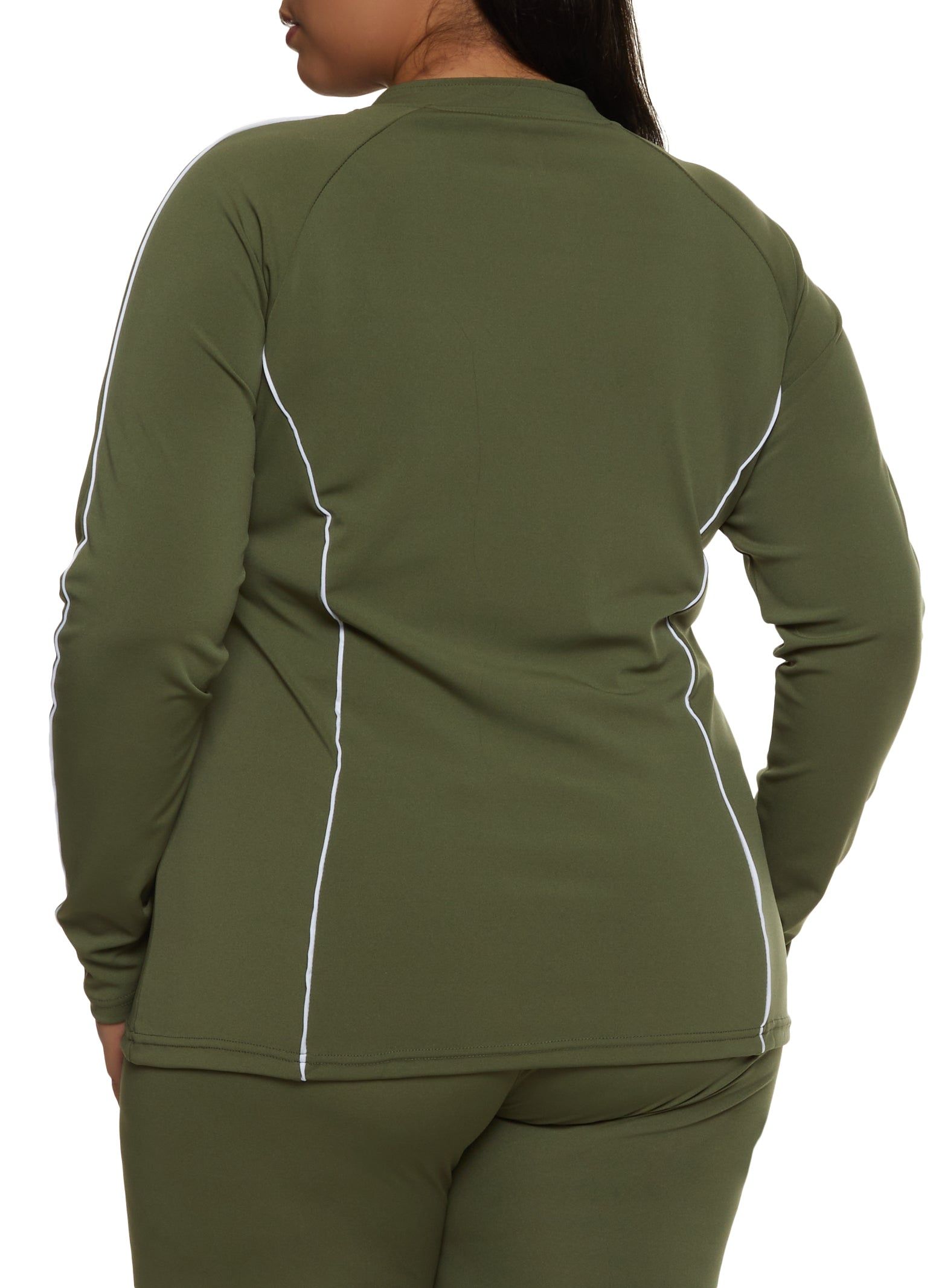 Plus Size Contrast Piping Zip Front Track Jacket sold by Rainbow product image thumbnail 3