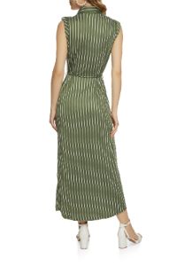 Striped Button Front Tie Waist Maxi Dress sold by Rainbow
