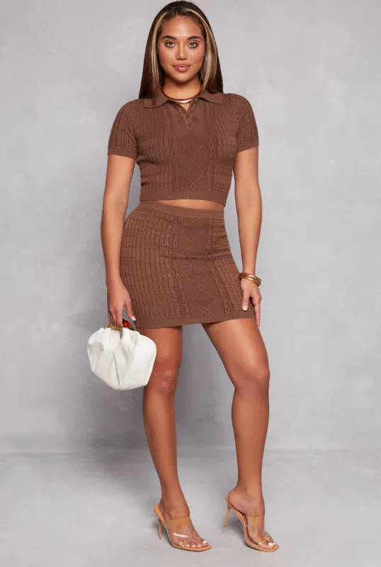 Daisy Cable Knit High Waist Pencil Skirt sold by Rainbow