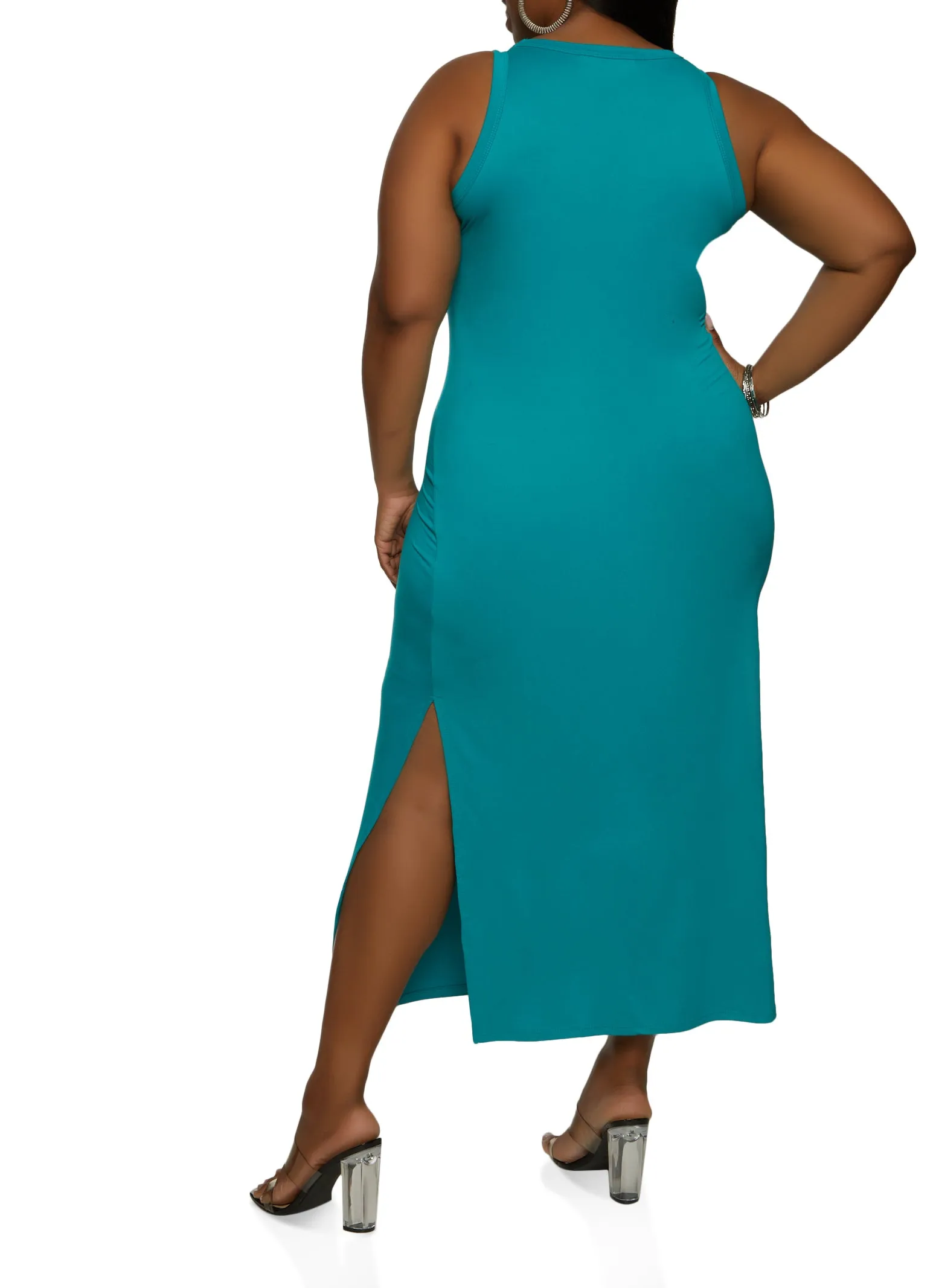 Plus Size Scoop Neck Side Slit Maxi Dress sold by Rainbow product image thumbnail 3