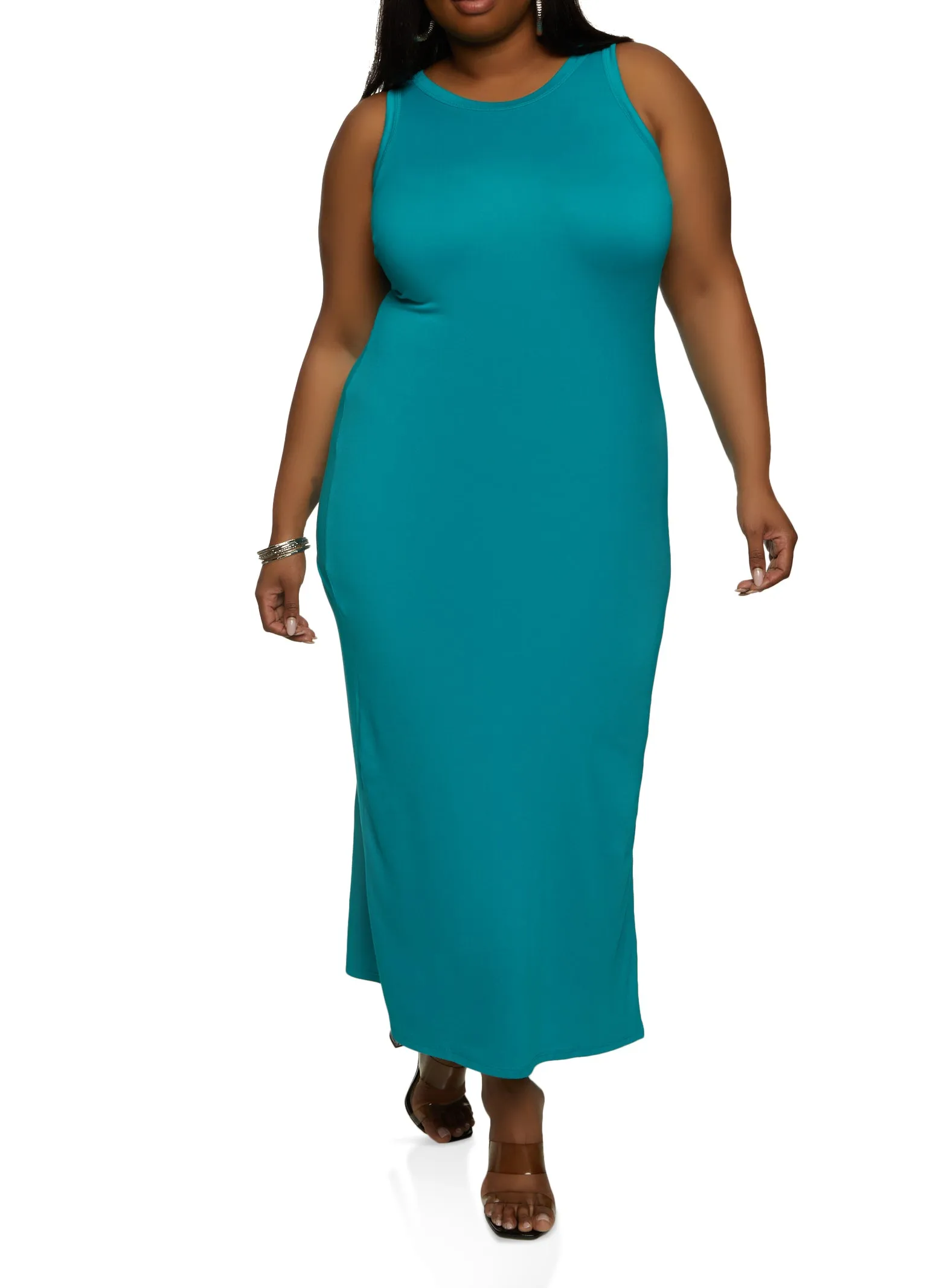 Plus Size Scoop Neck Side Slit Maxi Dress sold by Rainbow product image thumbnail 2