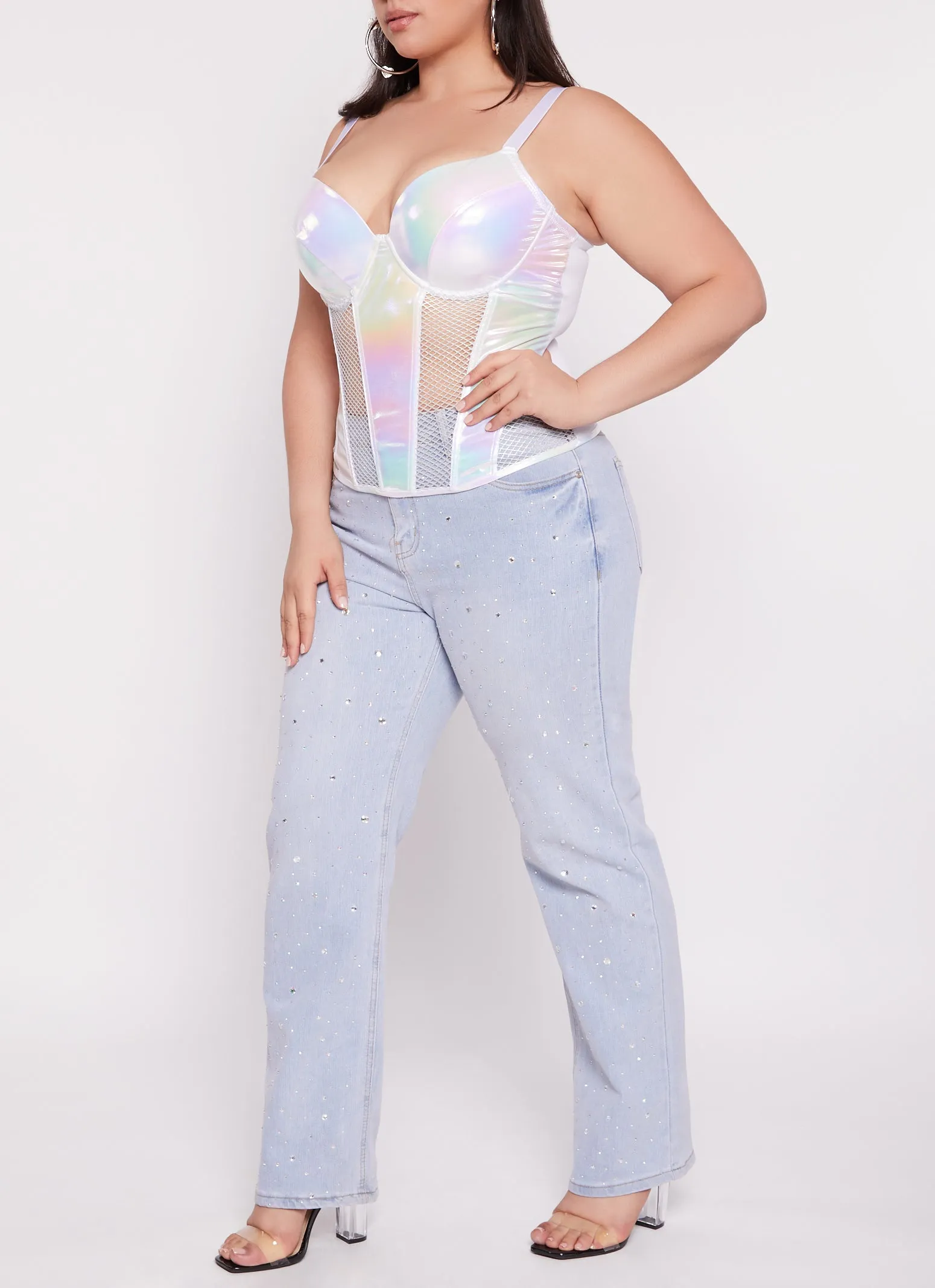 Plus Size Fishnet Cut Out Convertible Bustier Top sold by Rainbow product image thumbnail 2