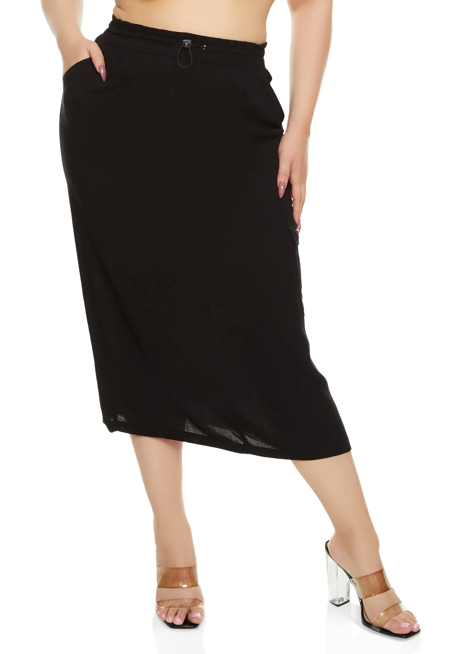 Plus Size Linen Toggle Drawstring Cargo Skirt sold by Rainbow product image thumbnail 2