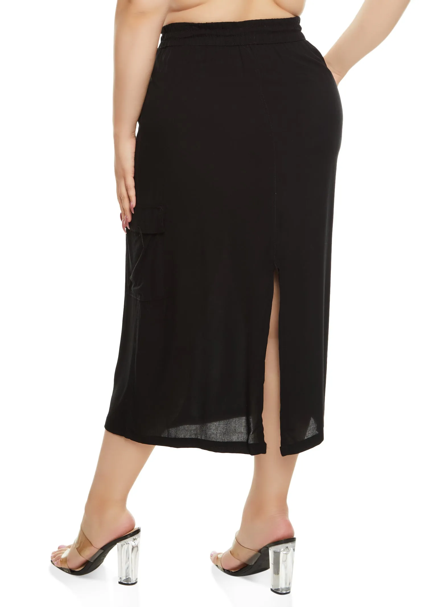 Plus Size Linen Toggle Drawstring Cargo Skirt sold by Rainbow product image thumbnail 3