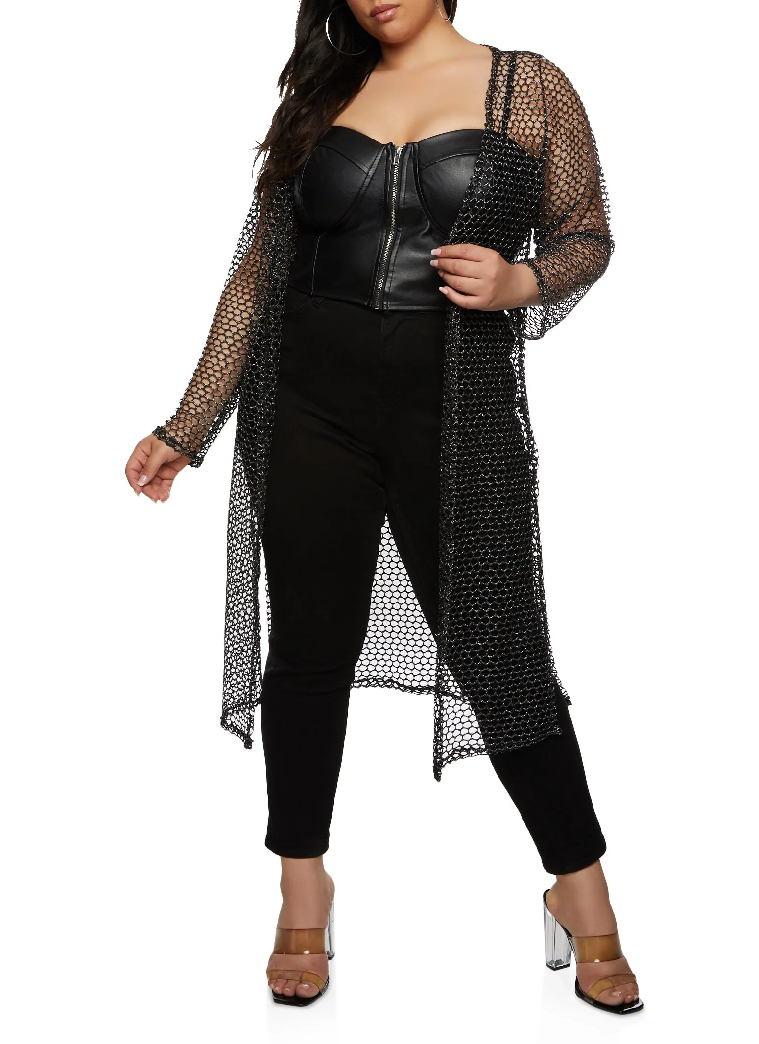 Plus Size Lurex Fishnet Duster sold by Rainbow