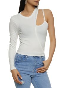 Asymmetrical Cut Out One Shoulder Top sold by Rainbow