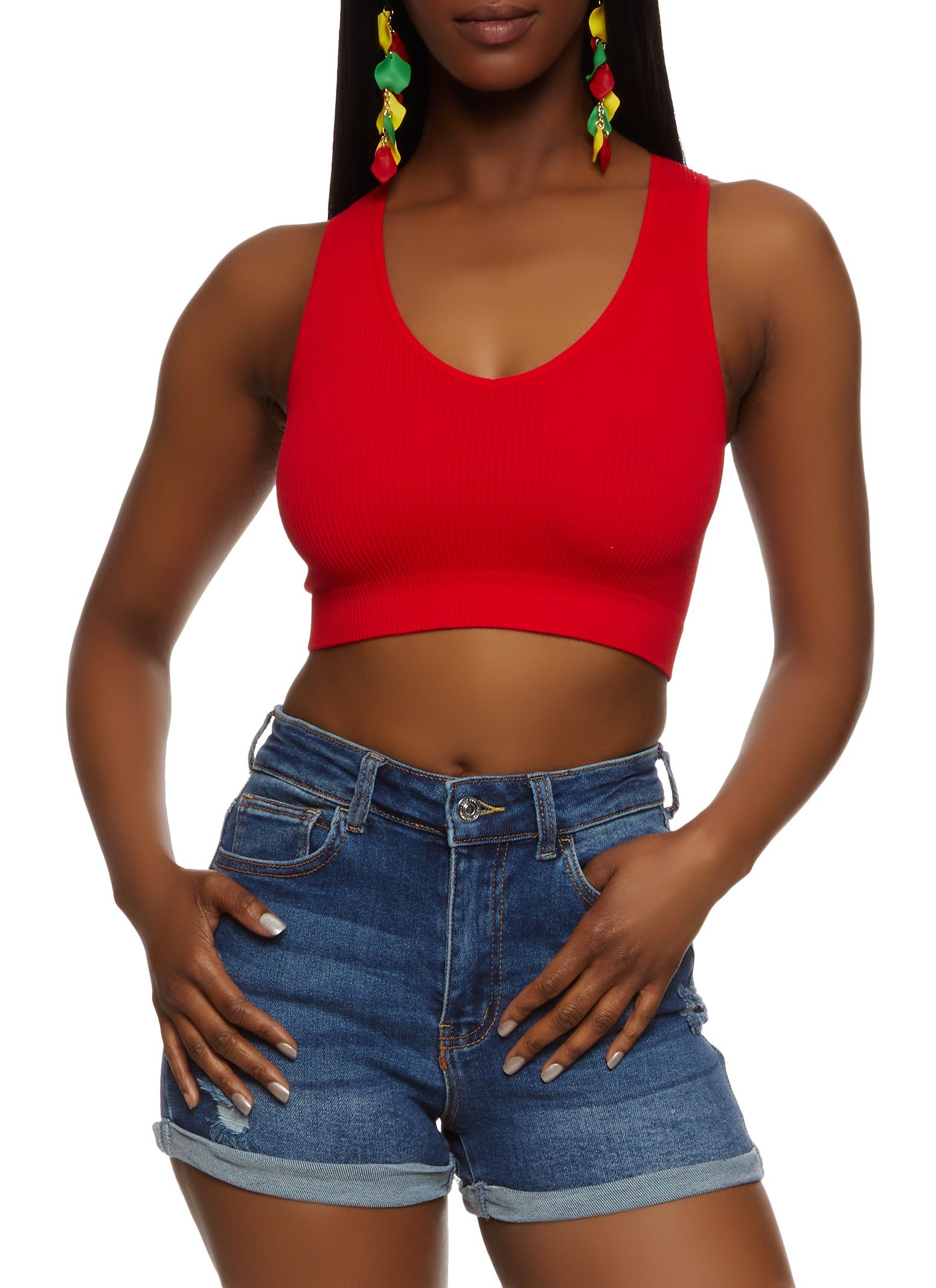 Rib Knit Seamless Crop Top sold by Rainbow