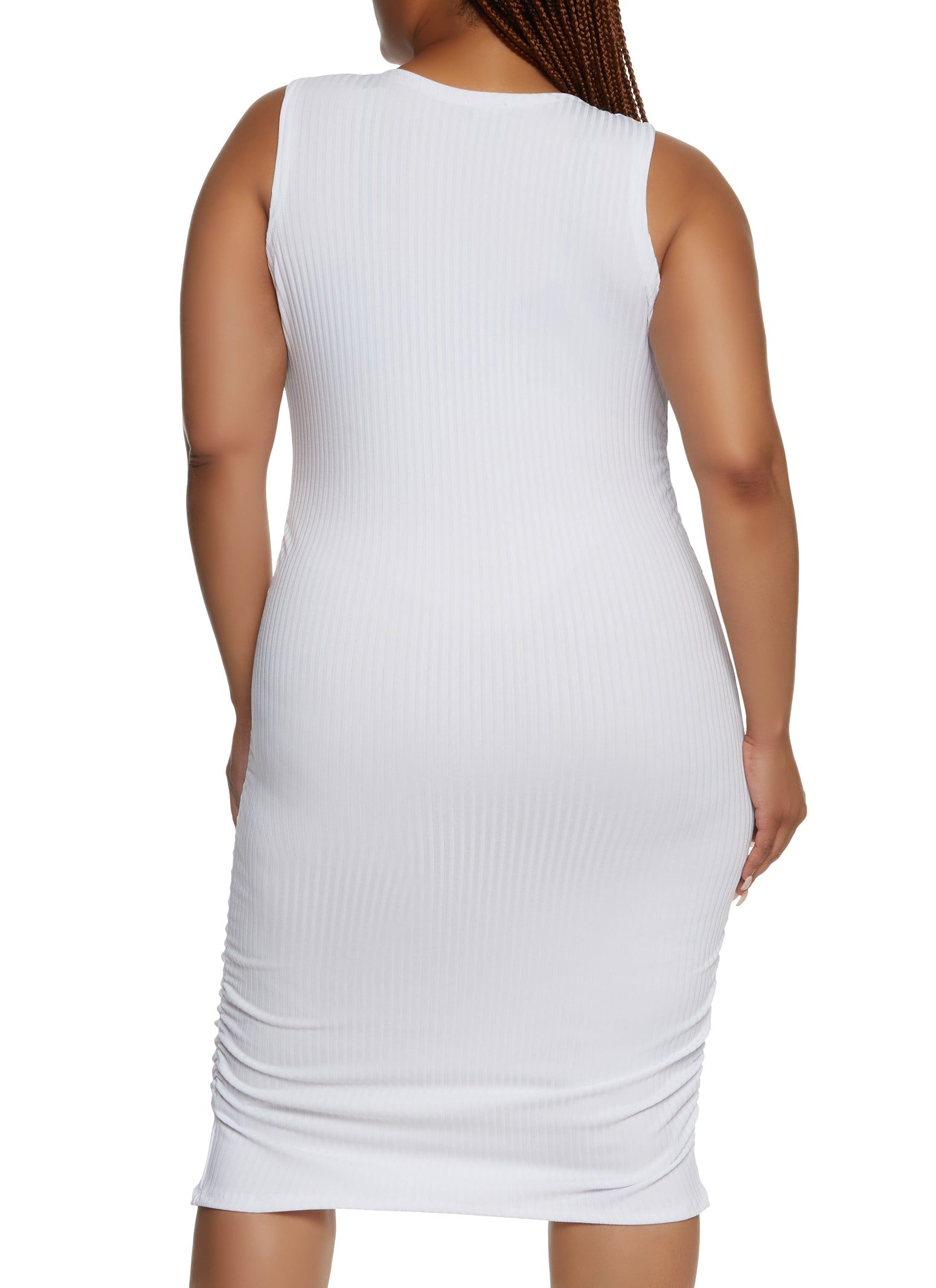 Plus Size Rib Knit Ruched Midi Tank Dress sold by Rainbow product image thumbnail 3