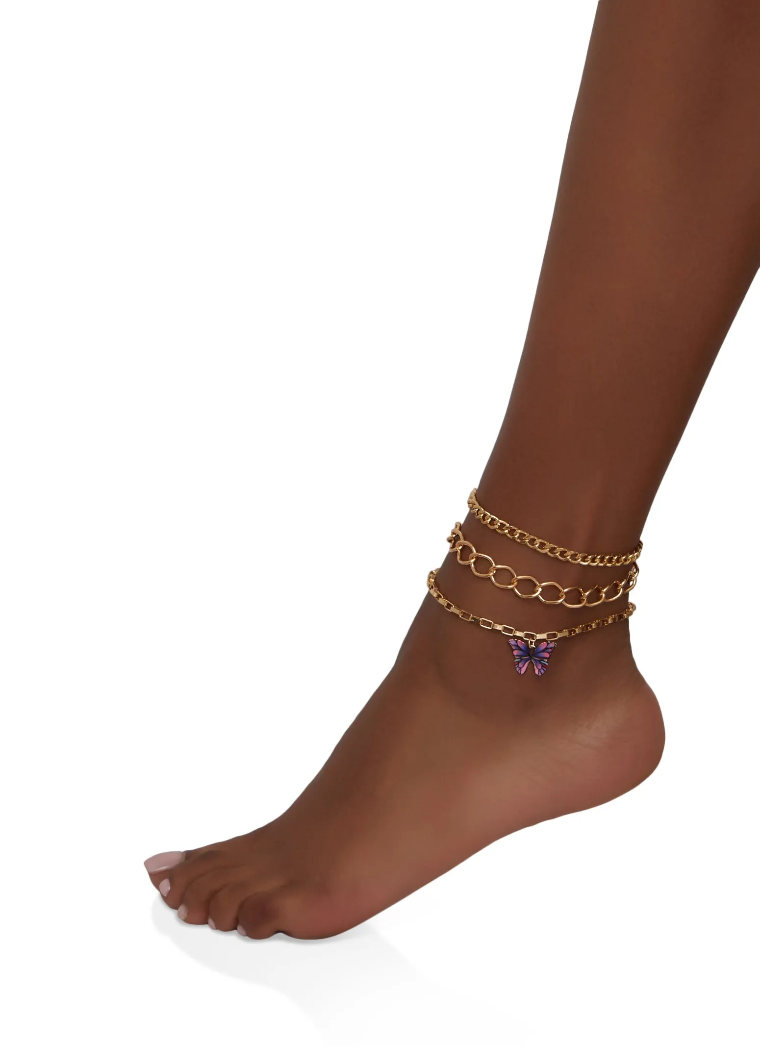 Butterfly Charm Anklet Trio sold by Rainbow