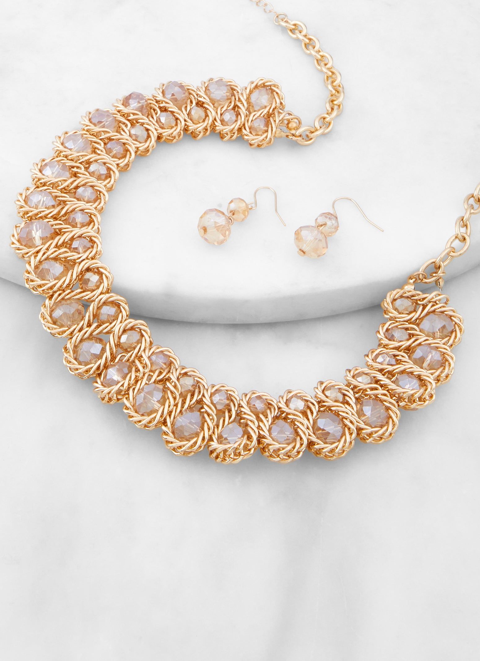 Beaded Metallic Necklace and Drop Earrings sold by Rainbow product image thumbnail 2