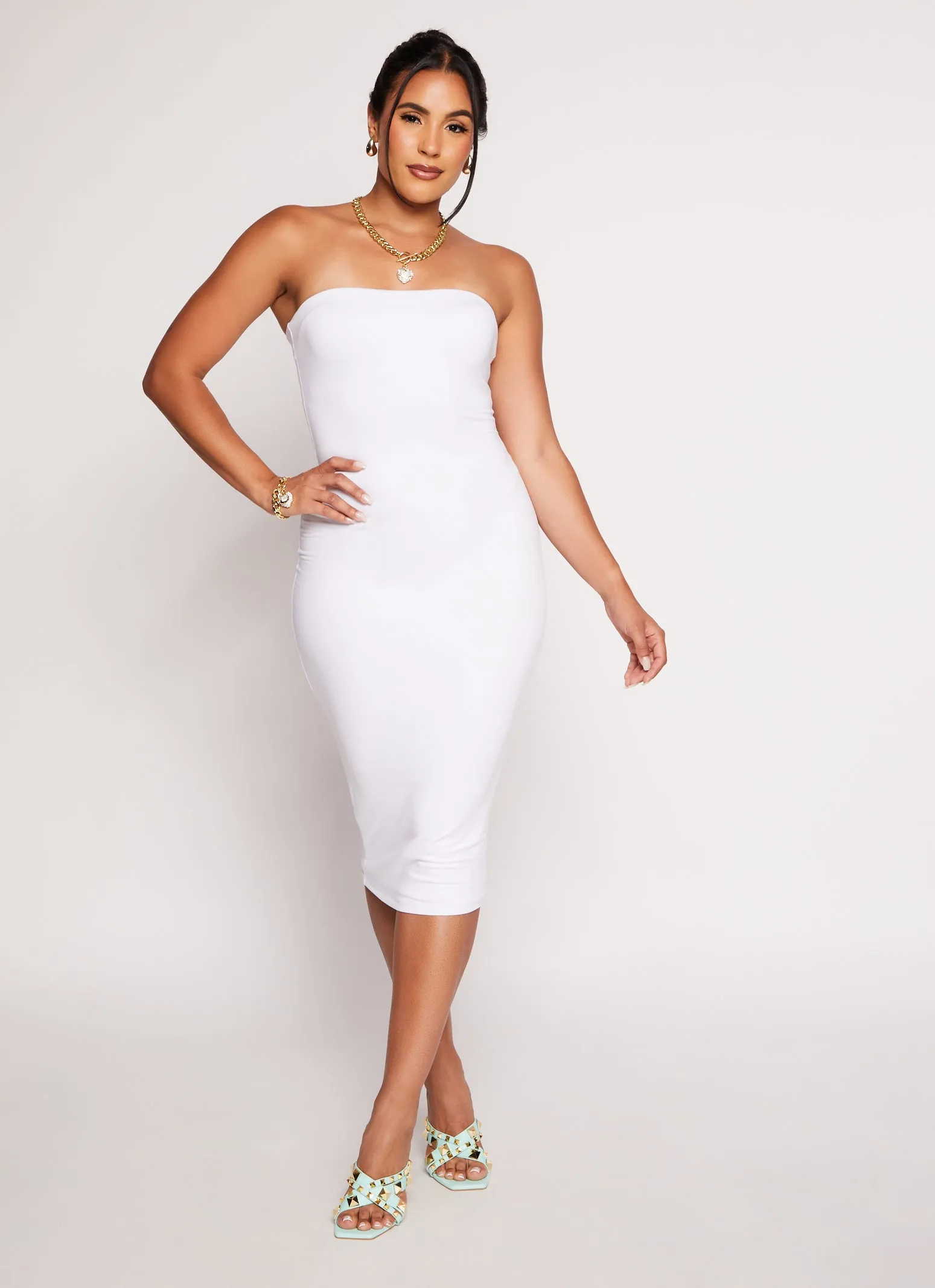 Solid Midi Tube Dress sold by Rainbow