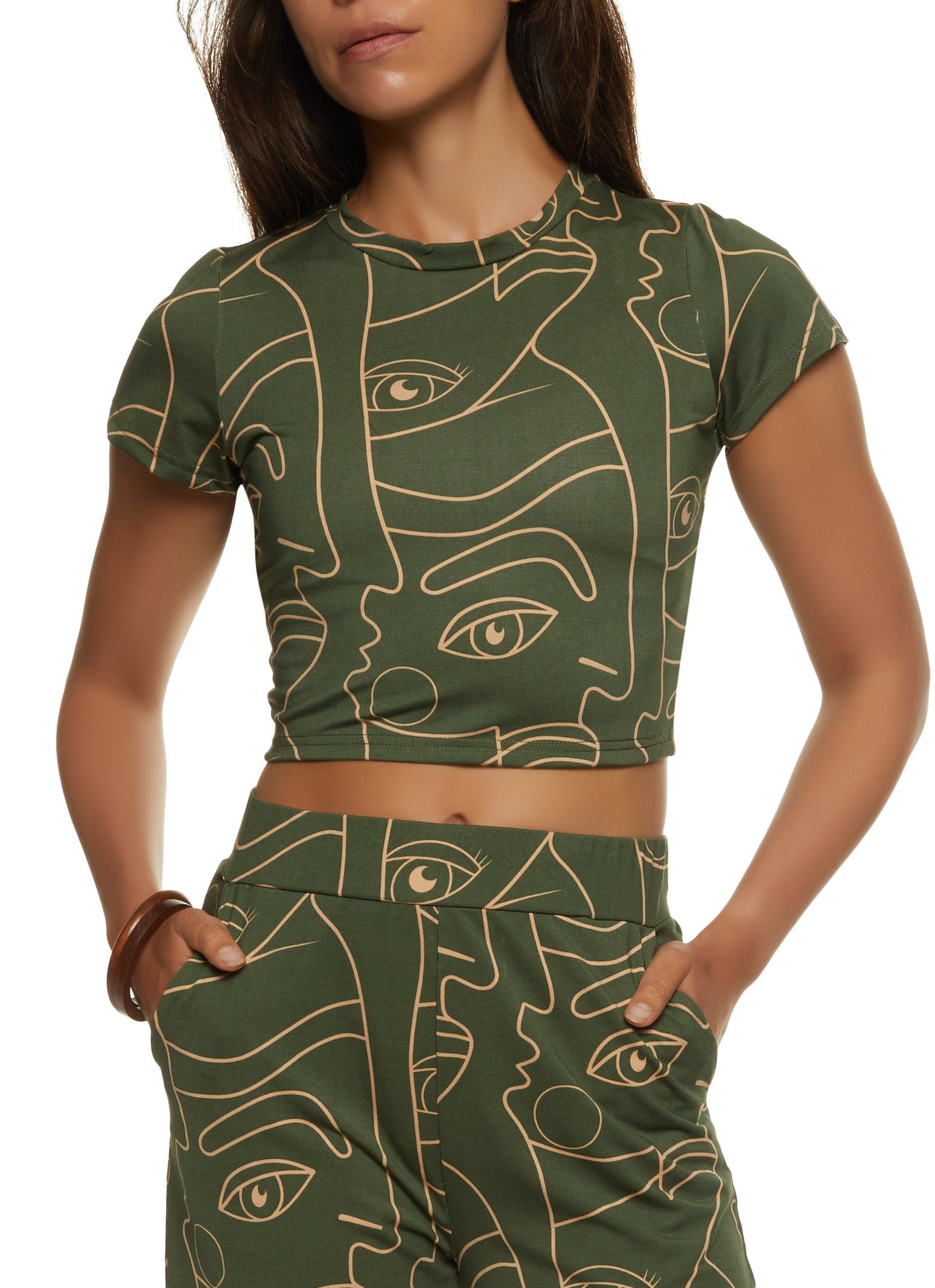 Face Print Crop Top sold by Rainbow