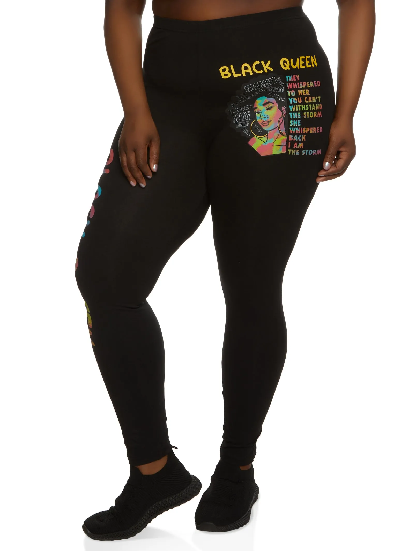 Plus Size Black Queen Graphic Leggings sold by Rainbow