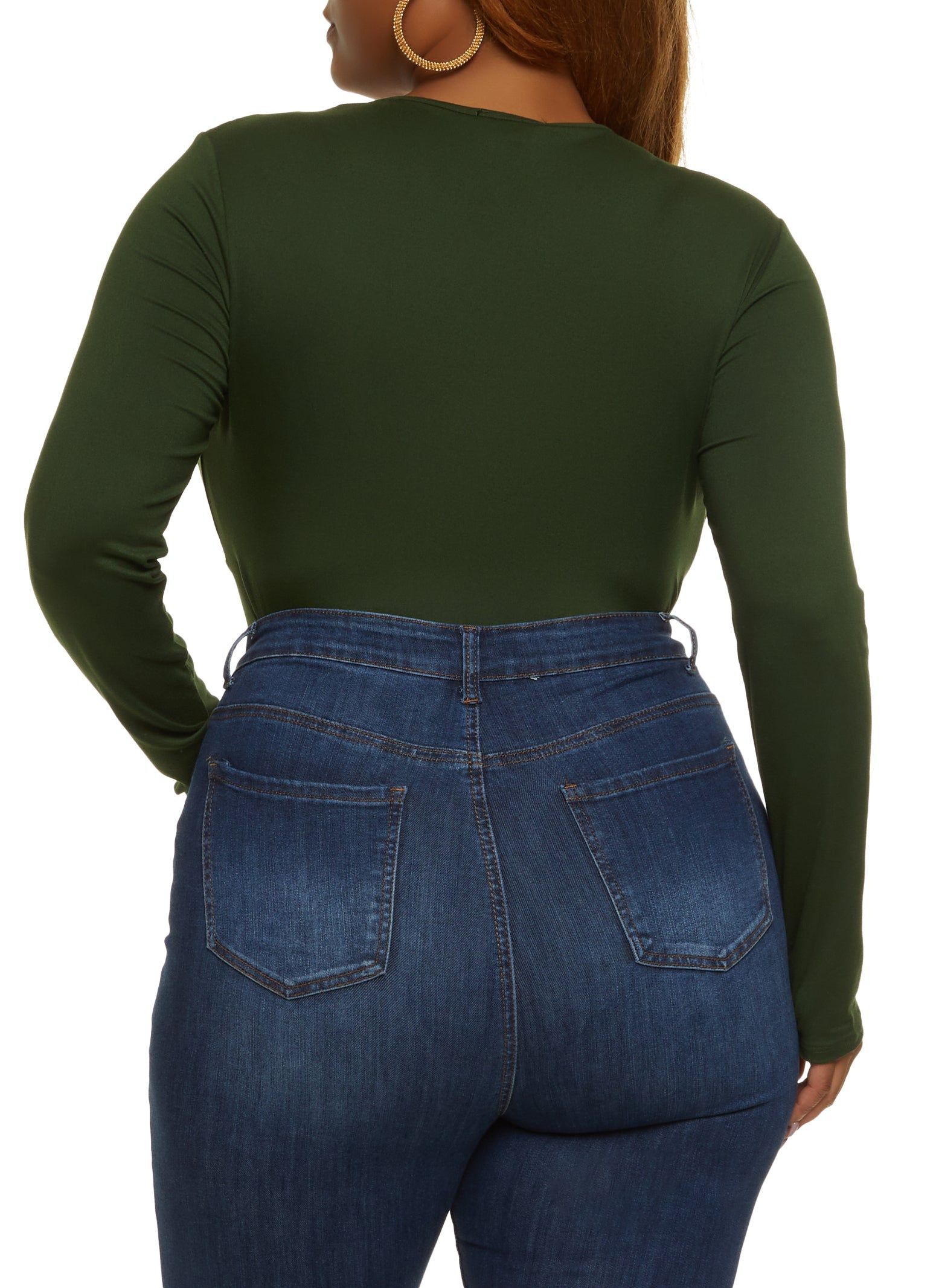 Plus Size Faux Wrap Basic Bodysuit sold by Rainbow product image thumbnail 3