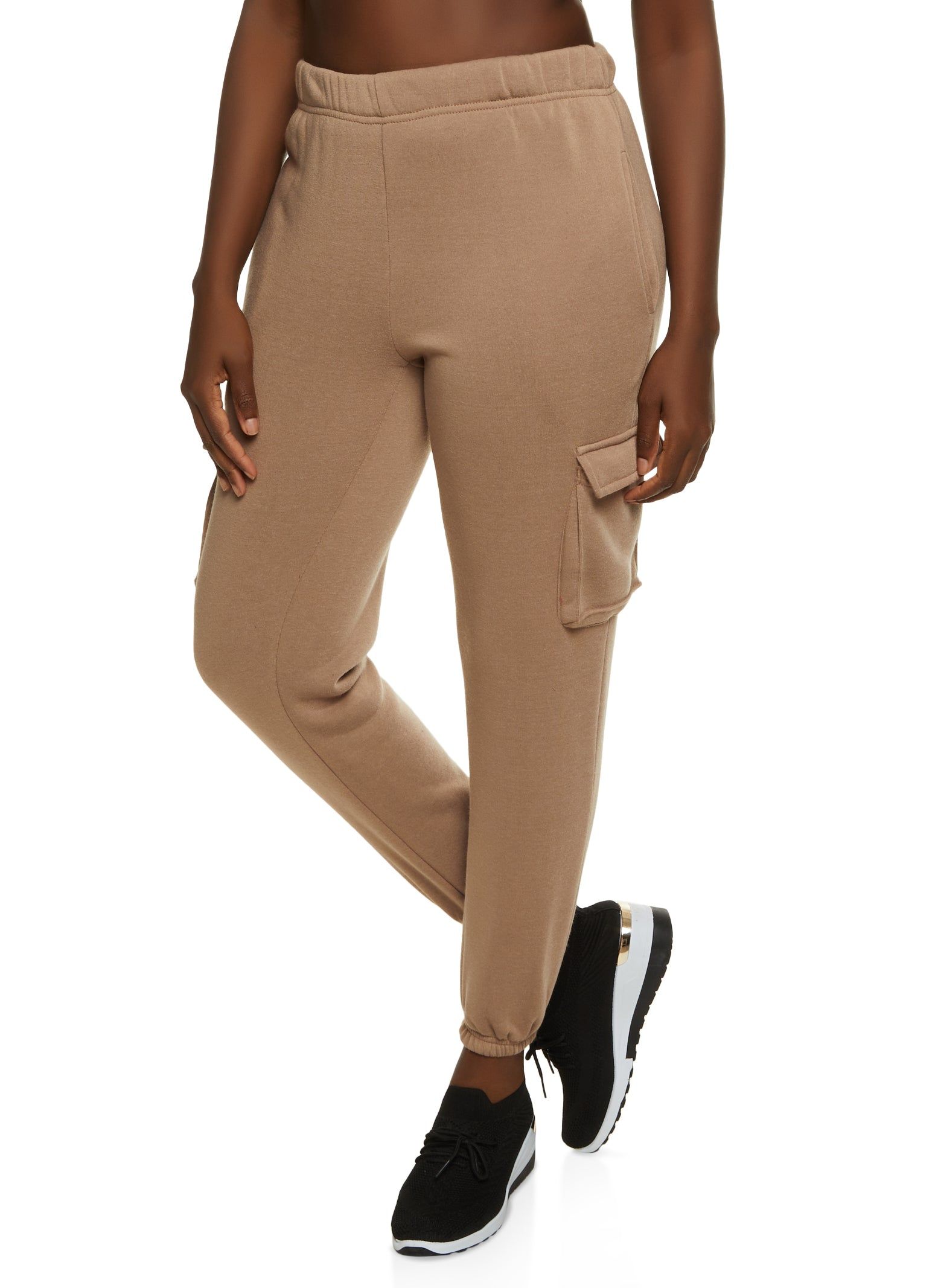 Fleece High Waist Cargo Pocket Sweatpants sold by Rainbow