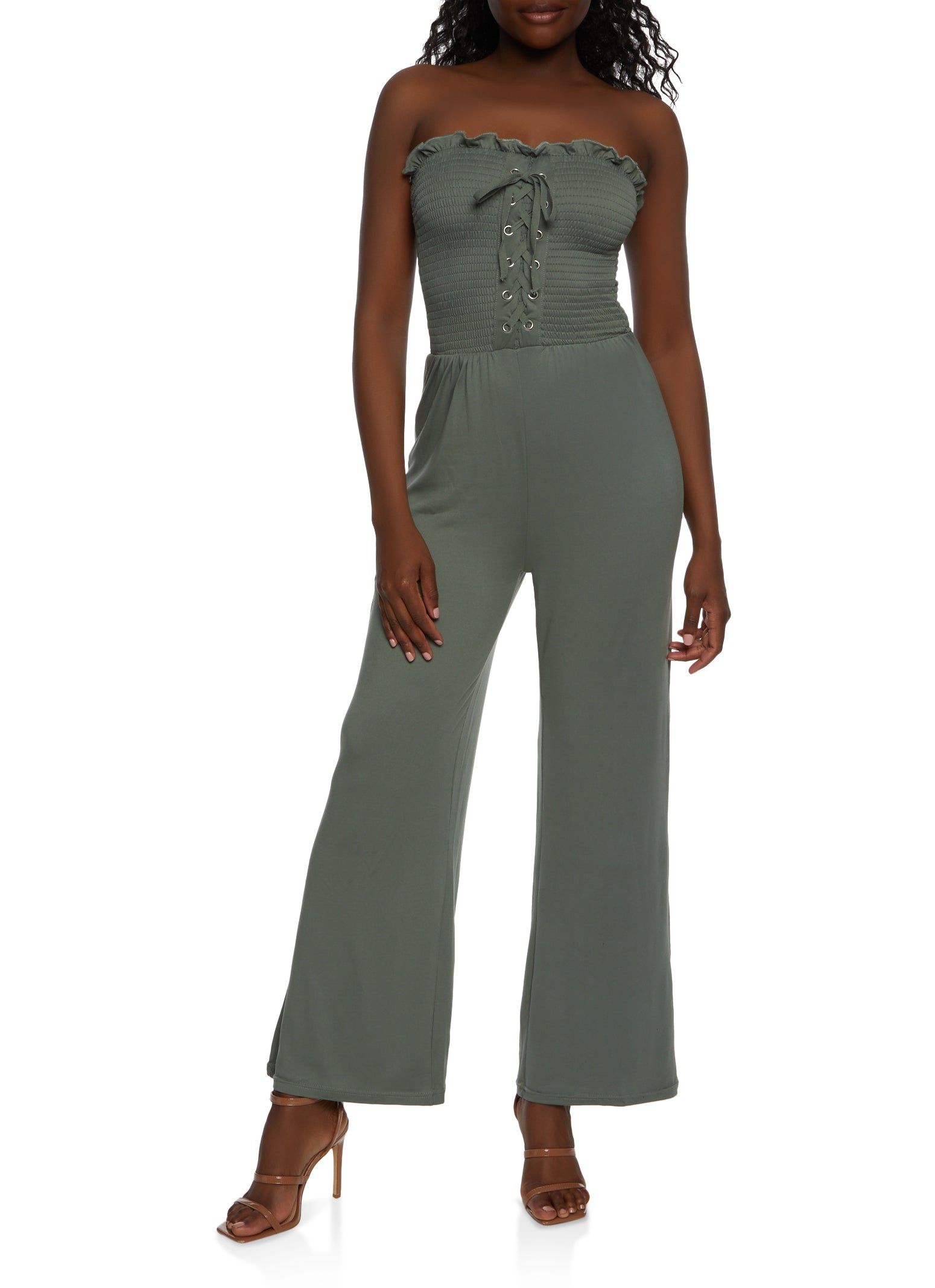 Smocked Lace Up Front Jumpsuit sold by Rainbow product image thumbnail 2