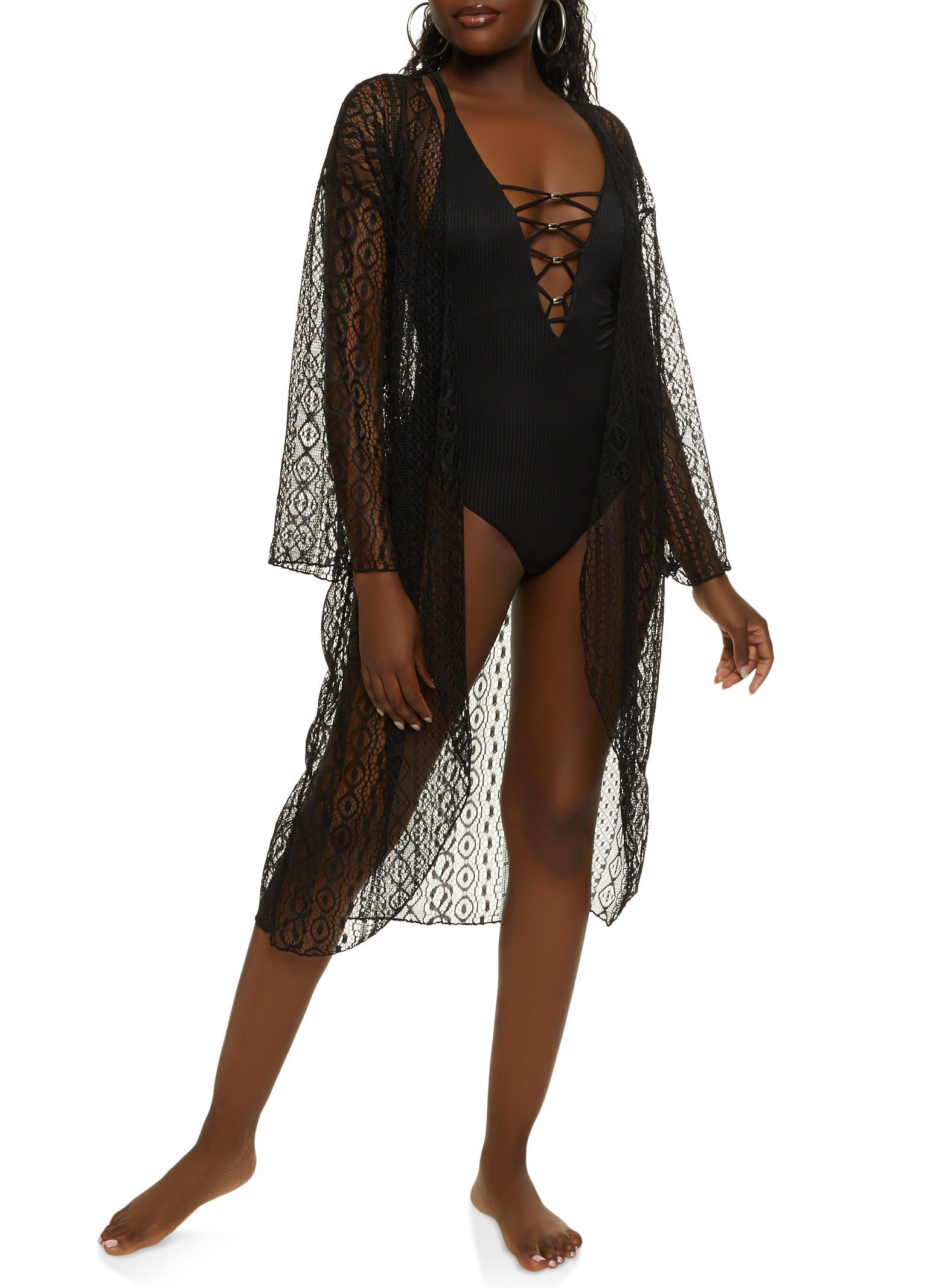 Solid Lace Kimono sold by Rainbow product image thumbnail 3