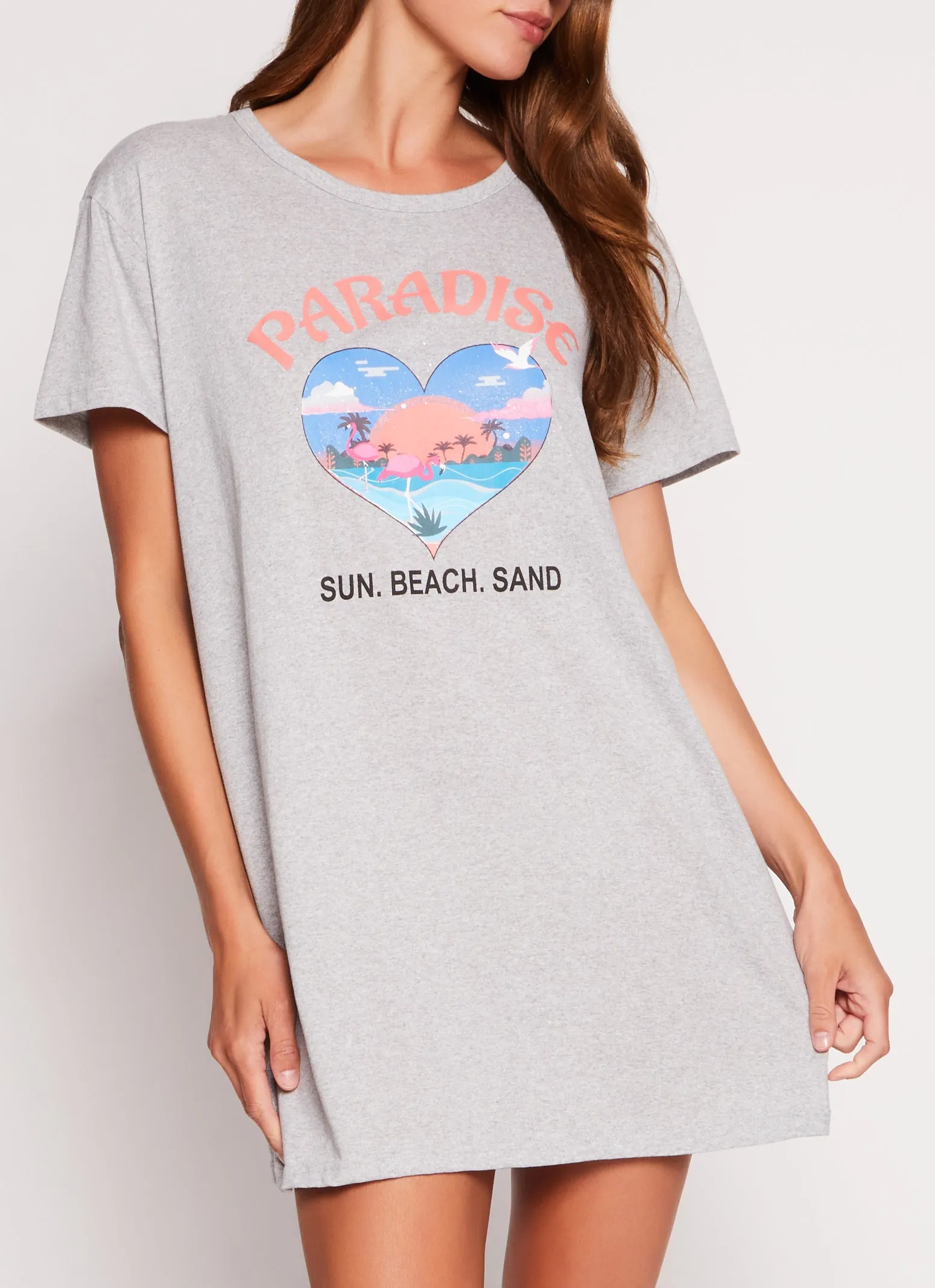 Graphic Crew Neck Short Sleeve Nightgown sold by Rainbow