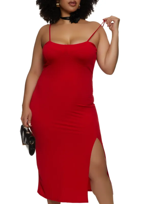 Plus Size Side Slit Bustier Cami Dress sold by Rainbow