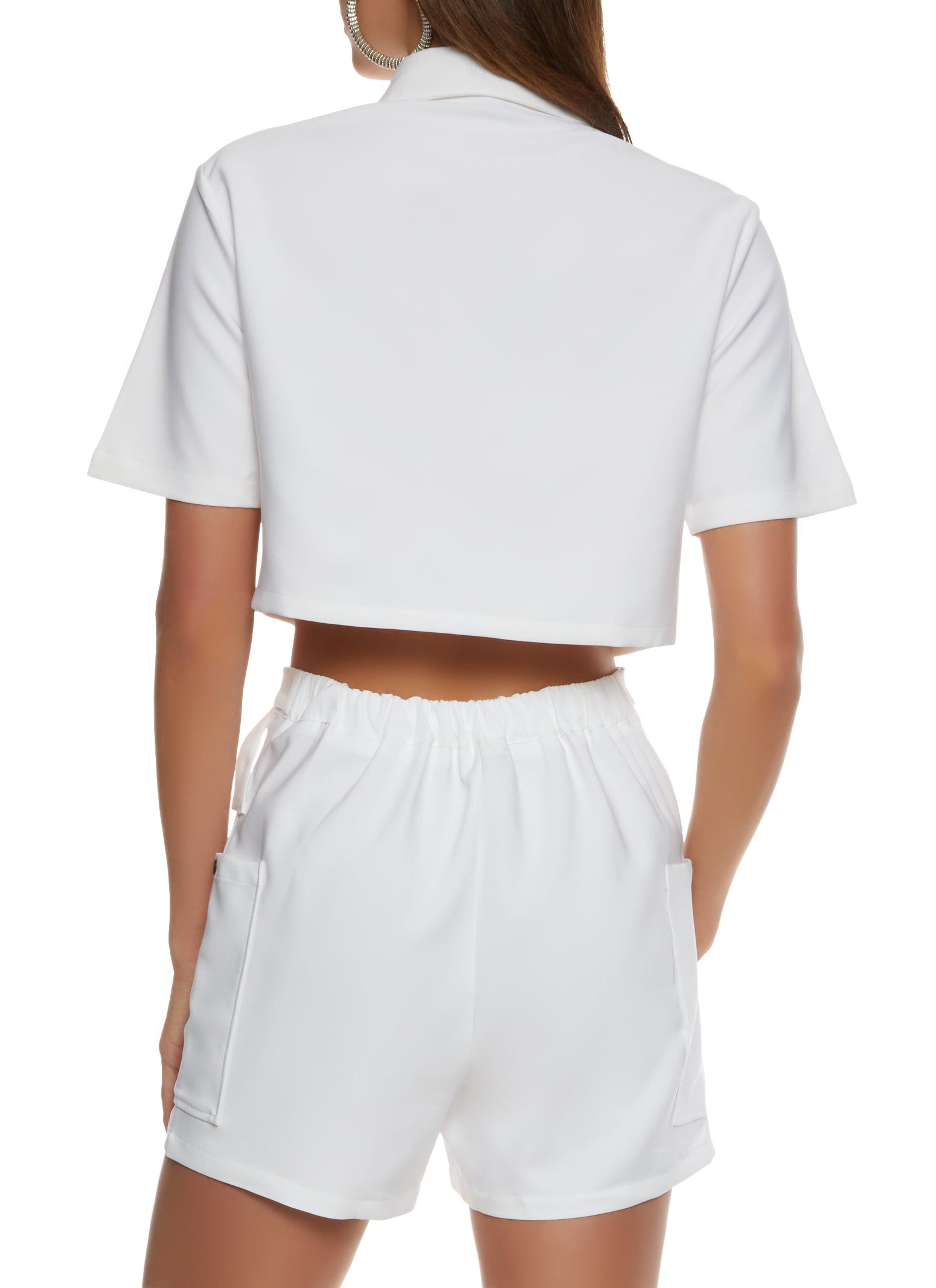 Crepe Knit Button Front Cropped Shirt sold by Rainbow product image thumbnail 3