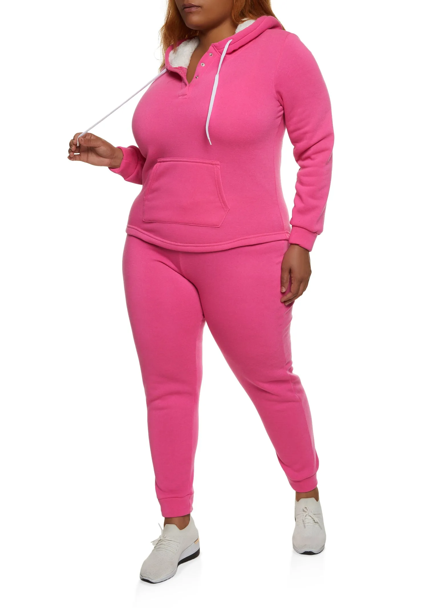 Plus Size Sherpa Lined Snap Button Hoodie sold by Rainbow product image thumbnail 2