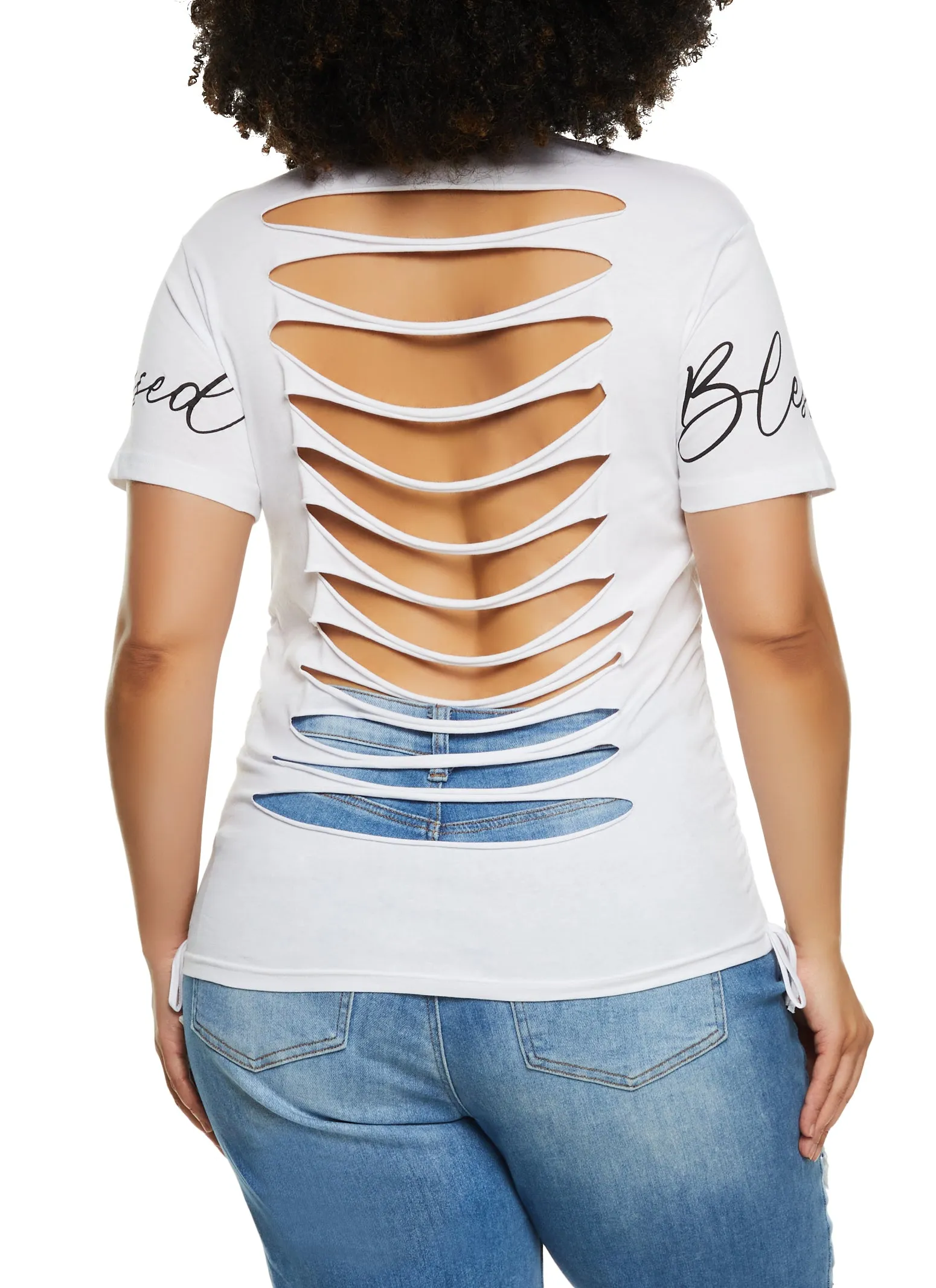 Plus Size Blessed Beyond Measure Slashed Graphic Tee sold by Rainbow product image thumbnail 3