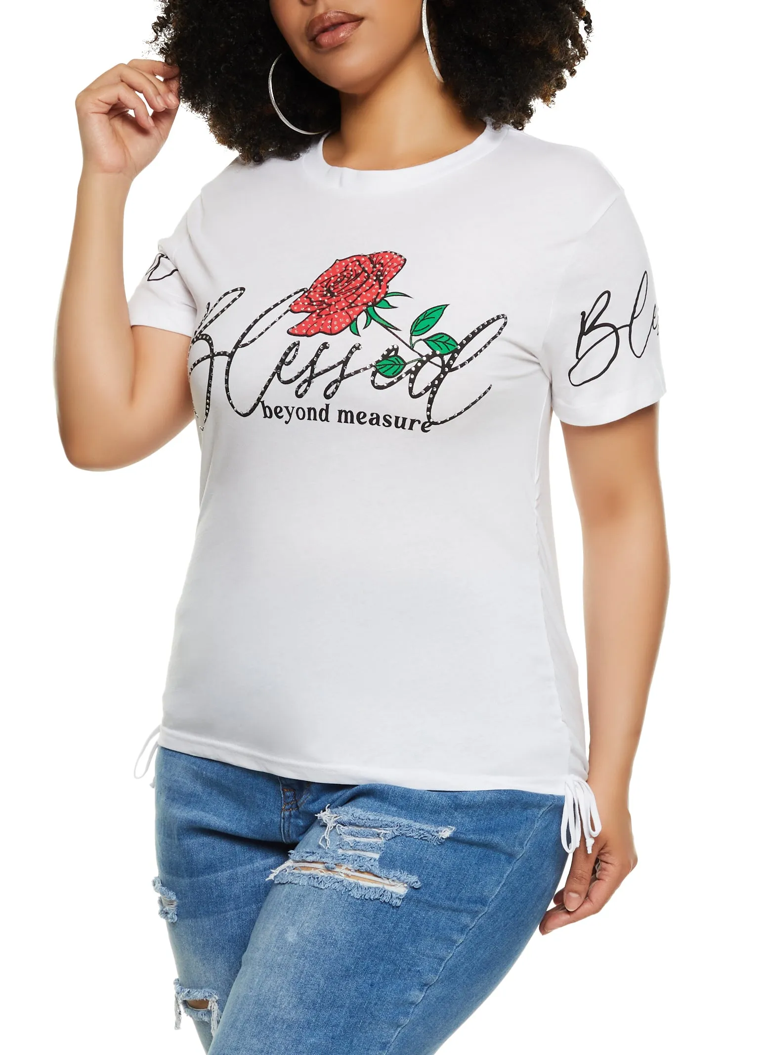 Plus Size Blessed Beyond Measure Slashed Graphic Tee sold by Rainbow product image thumbnail 2