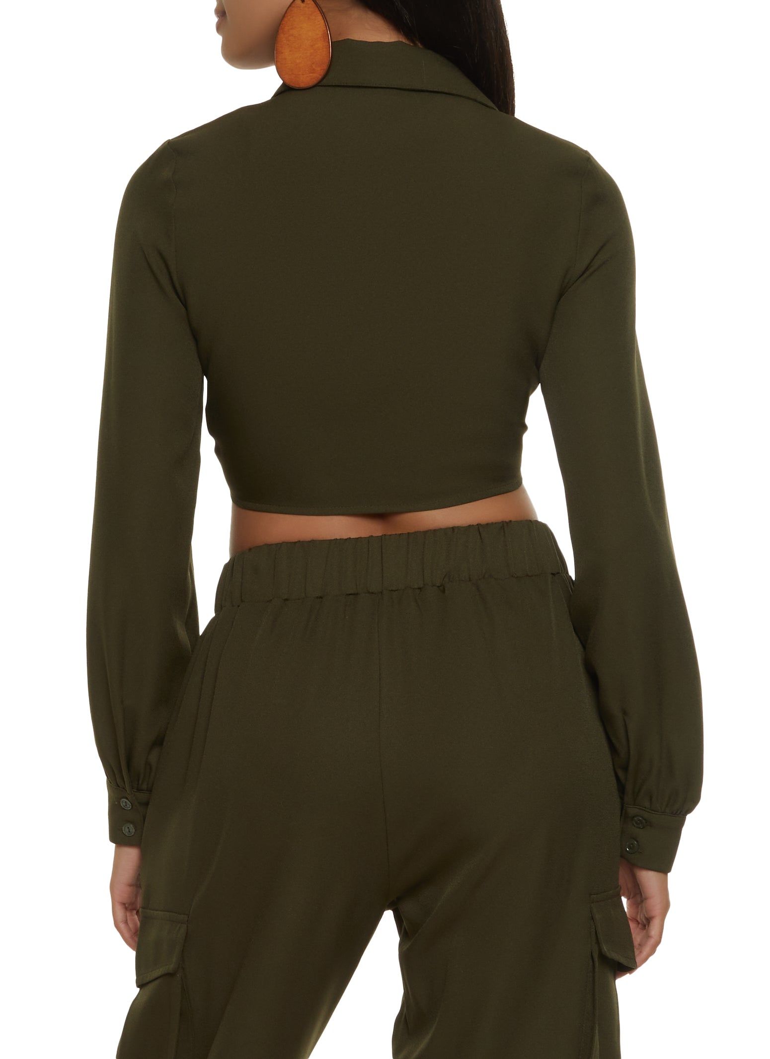 Crepe Knit Tie Front Crop Top sold by Rainbow product image thumbnail 3