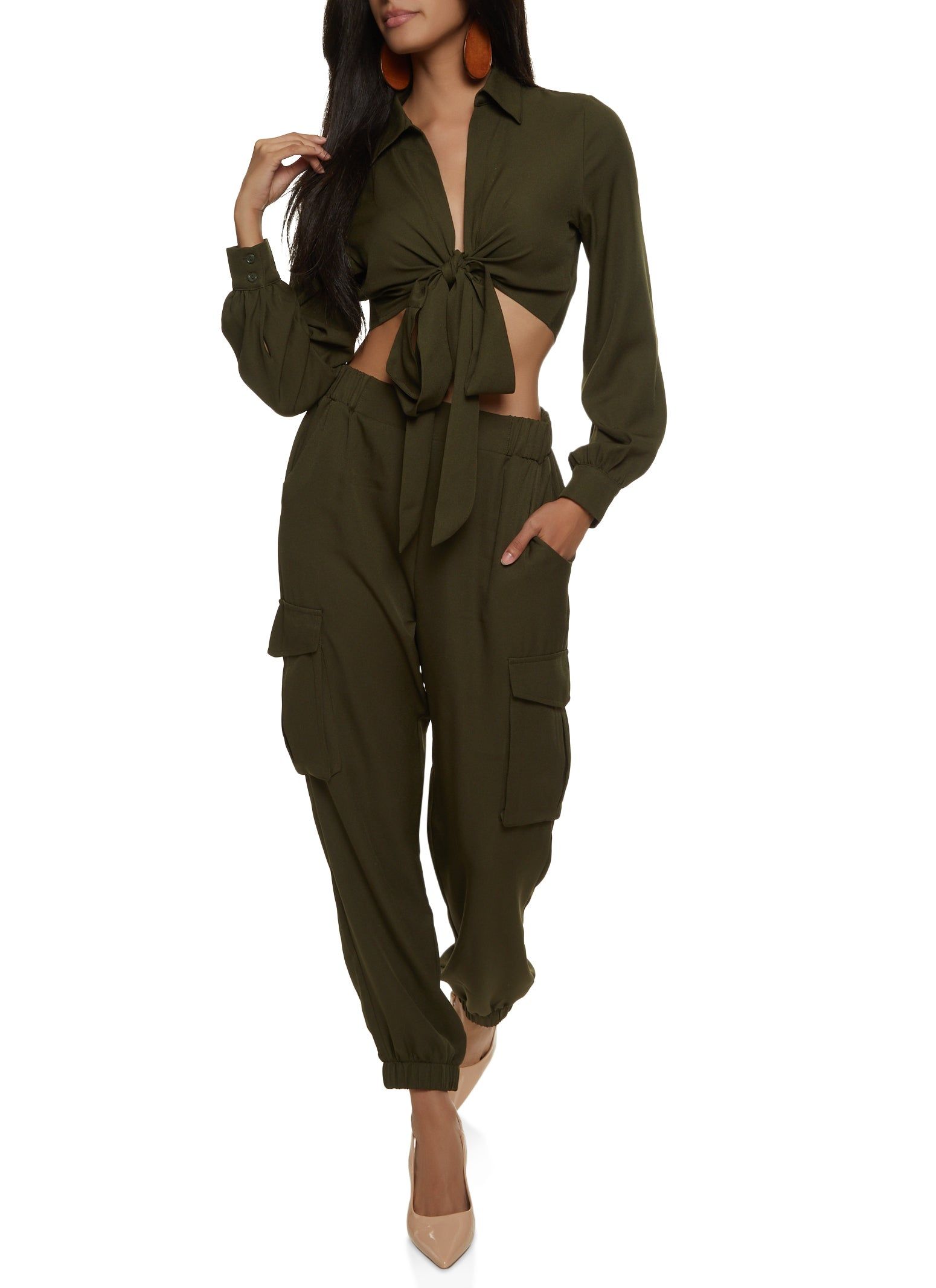 Crepe Knit Tie Front Crop Top sold by Rainbow product image thumbnail 2