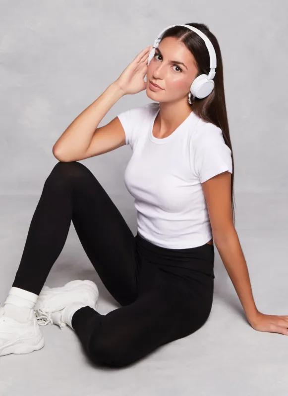 Basic Ribbed Knit Cropped Tee sold by Rainbow