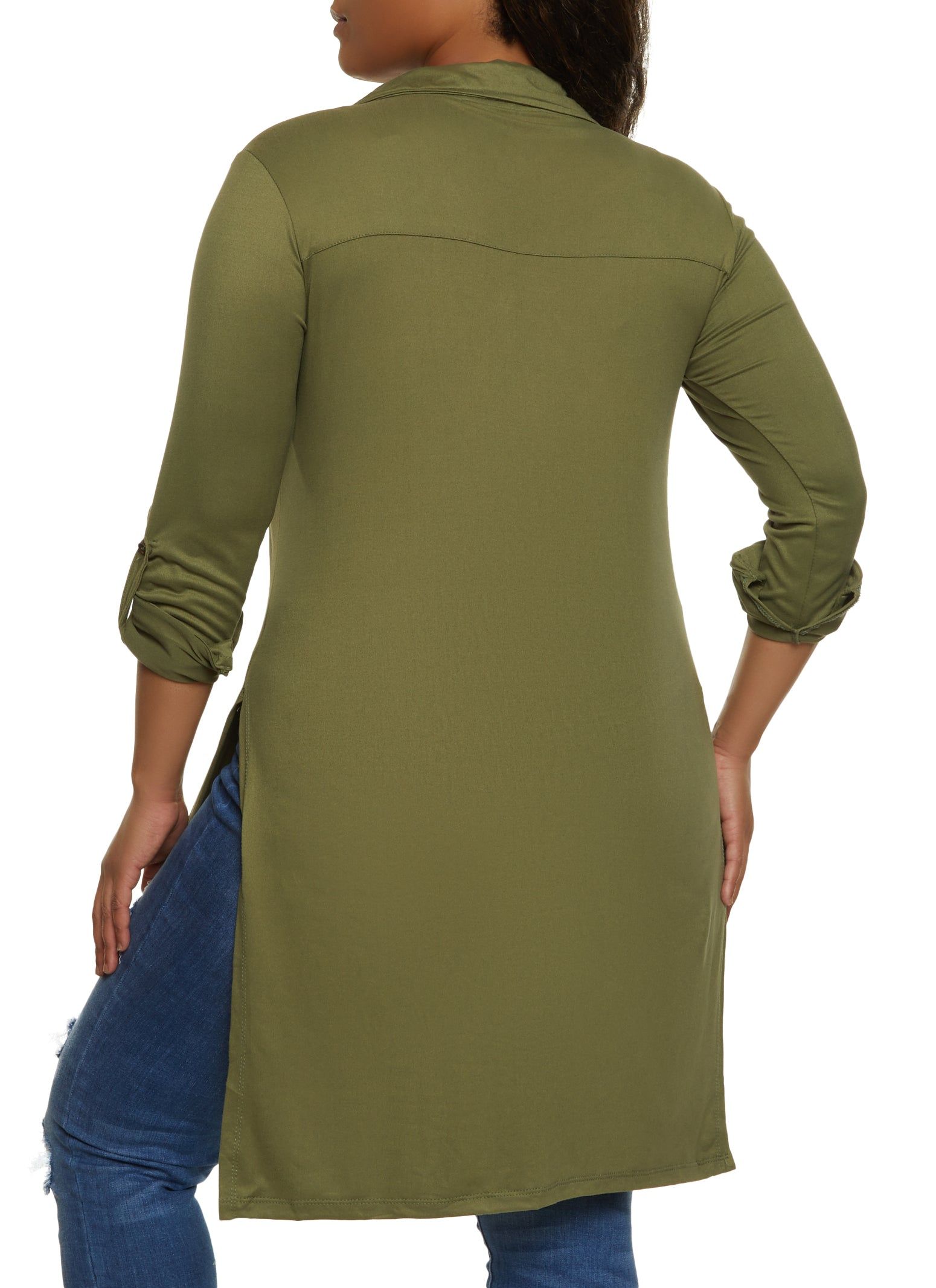 Plus Size Side Slit Button Front High Low Shirt sold by Rainbow product image thumbnail 2