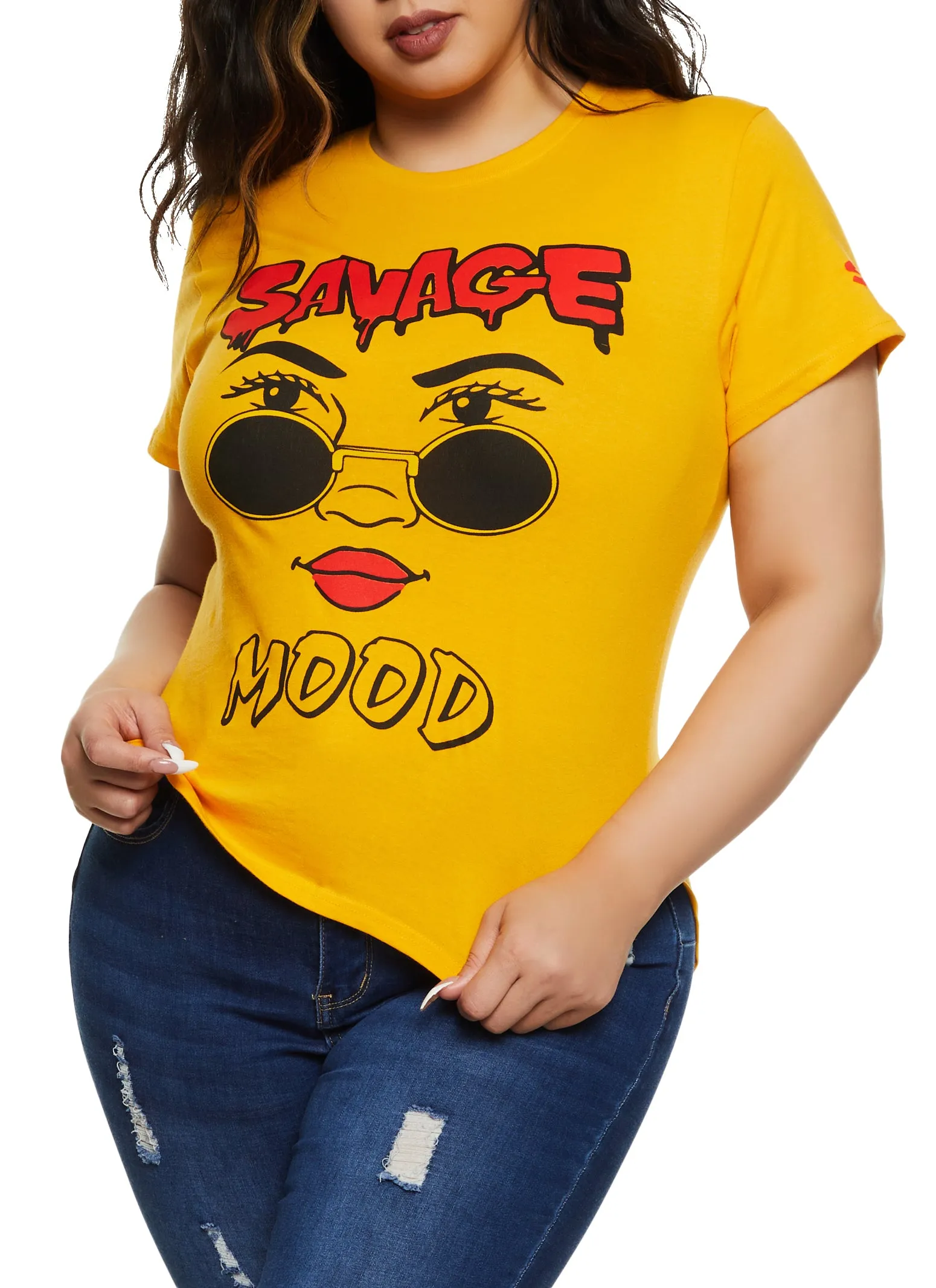 Plus Size Savage Mood High Low Tee sold by Rainbow