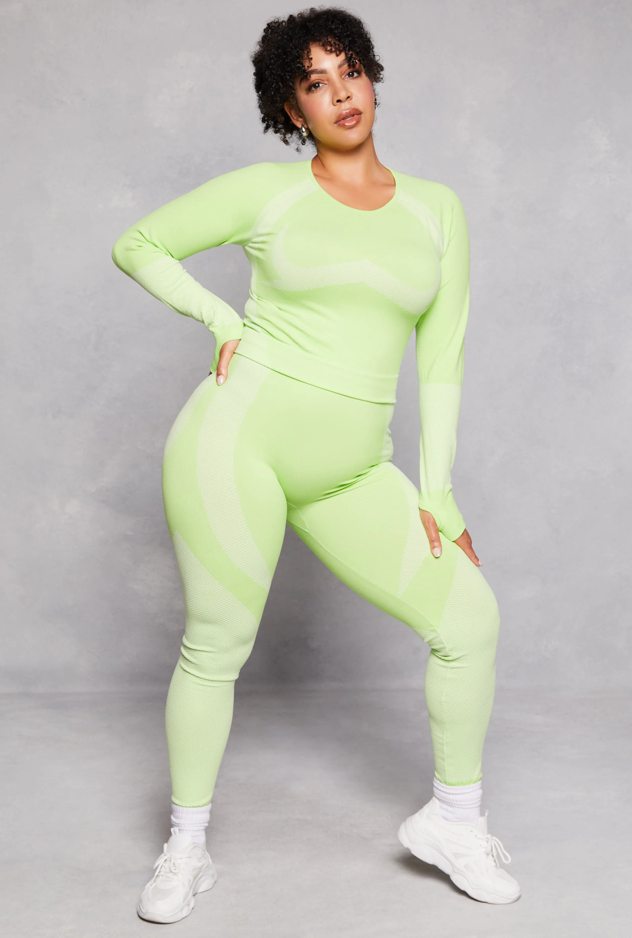 Plus Size Seamless Color Block Active Leggings sold by Rainbow