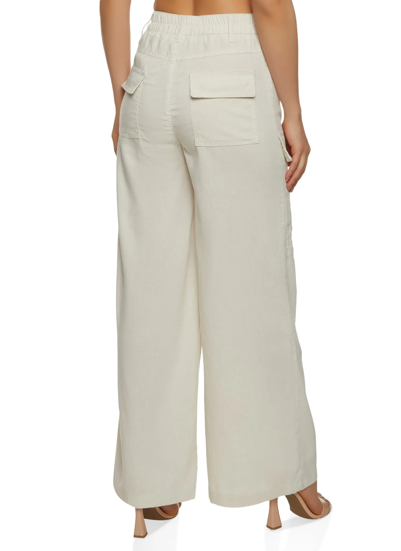 Linen High Waist Wide Leg Cargo Pants sold by Rainbow product image thumbnail 2